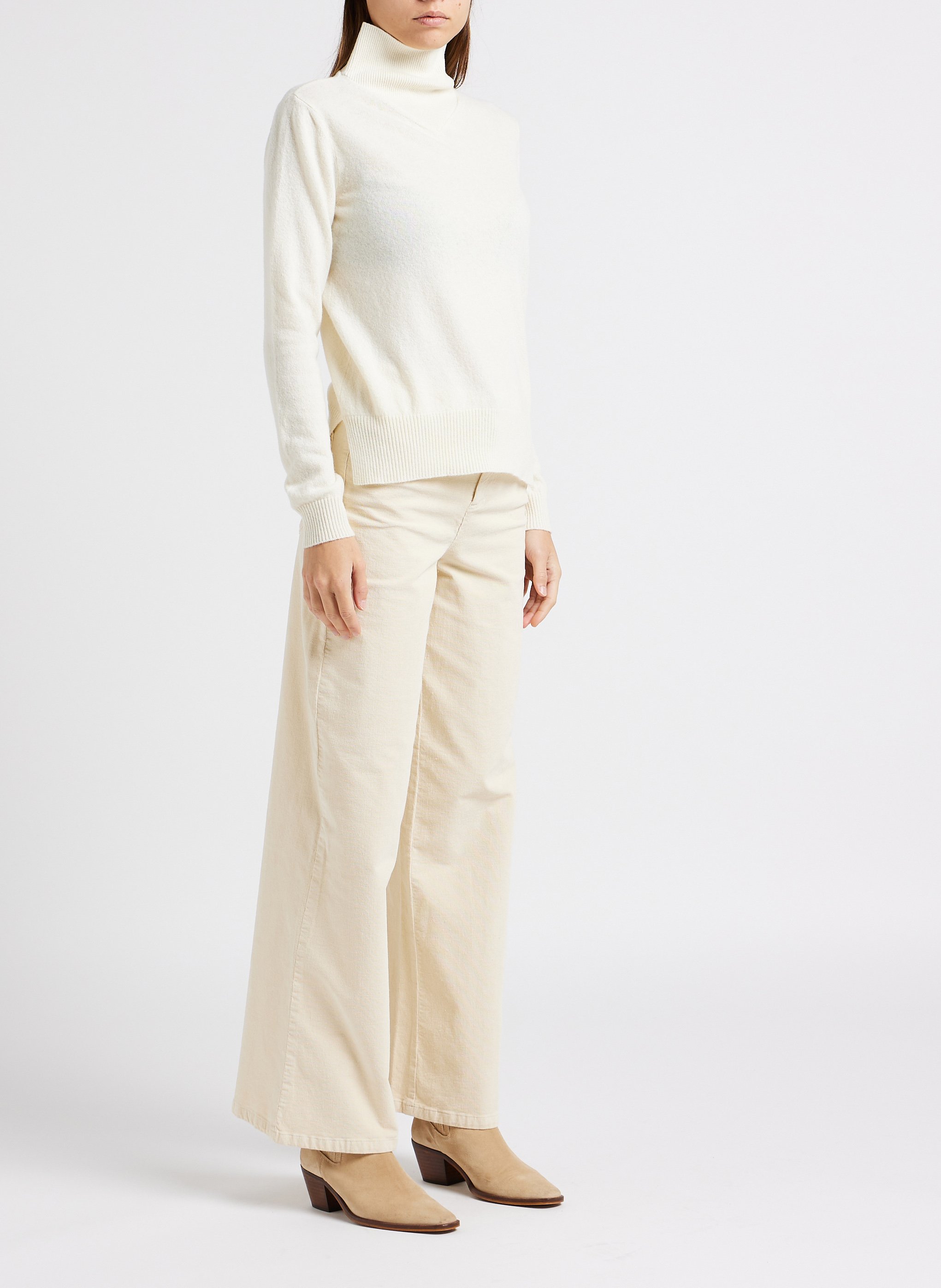 Wide-leg cotton-blend pants MAX&Co. White
