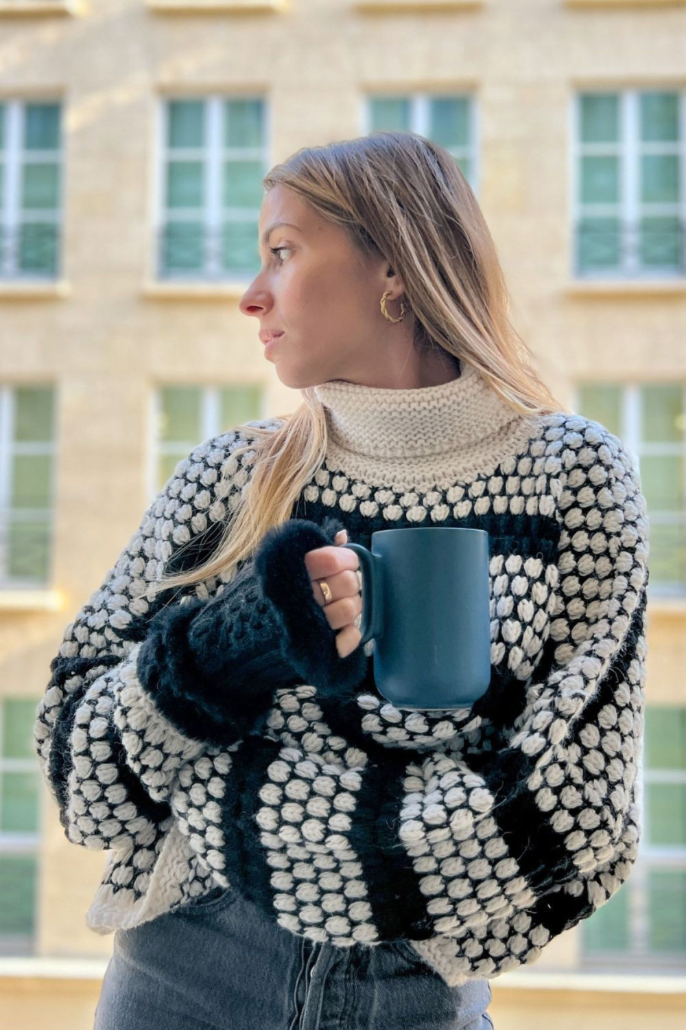 Victory wool fingerless gloves lined with rabbit fur AGNELLE Black