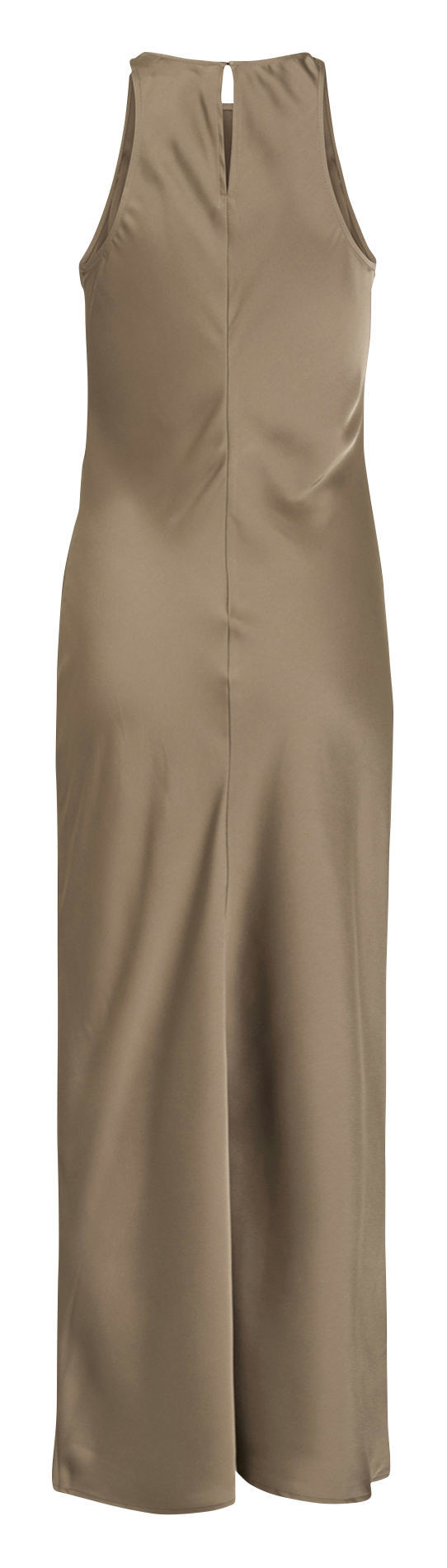 Langes, satiniertes Kleid mit Rundhalsausschnitt VILA Braun