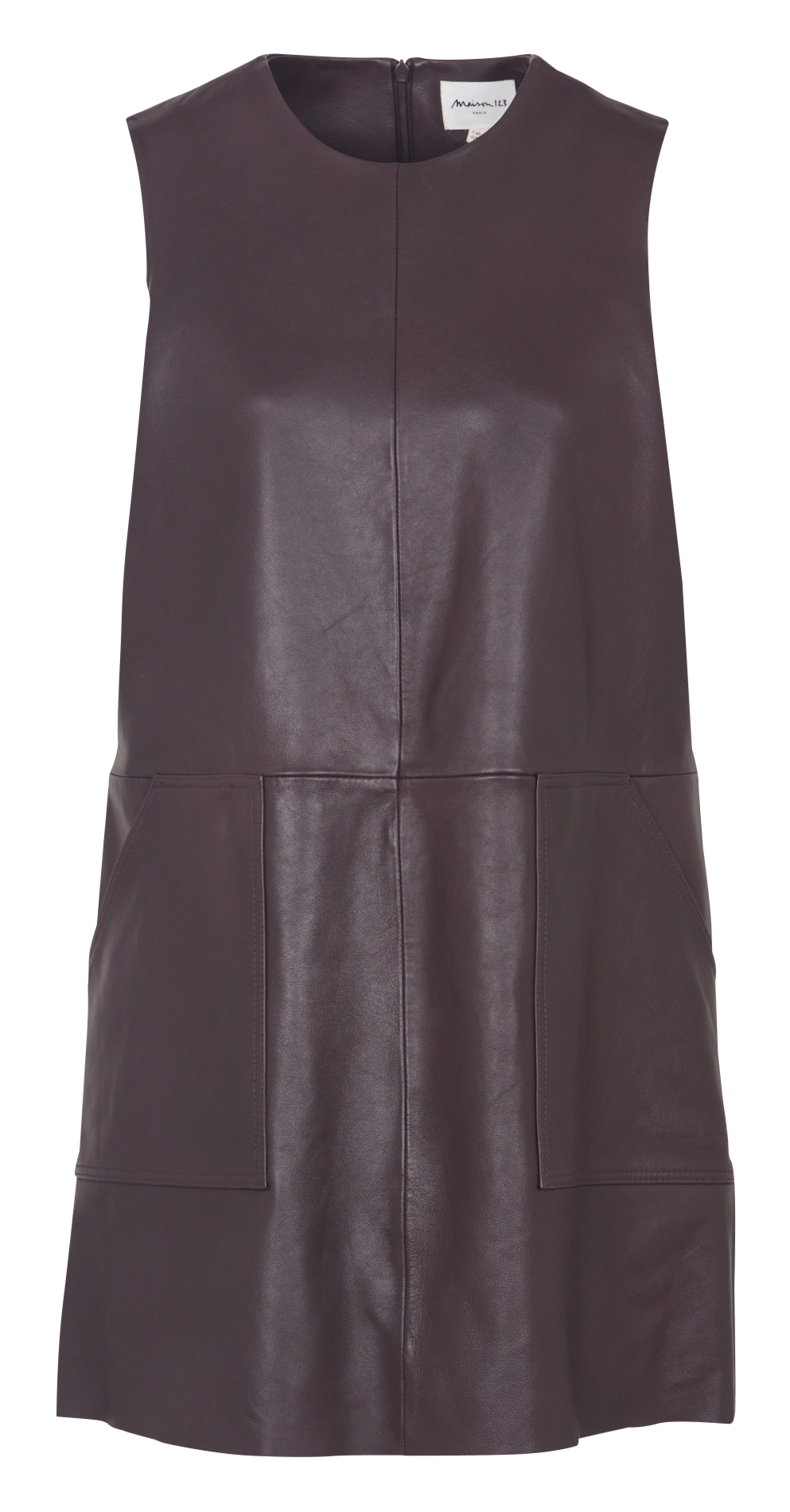 Short round-neck leather dress MAISON 123 Red