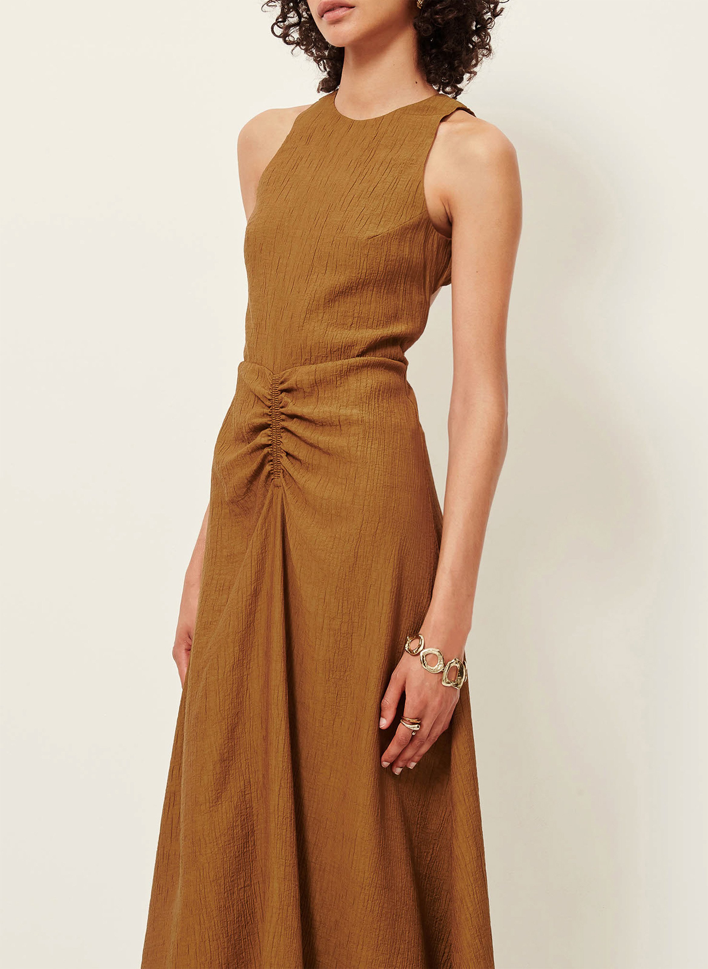 Midikleid mit Rundhalsausschnitt SESSUN Braun