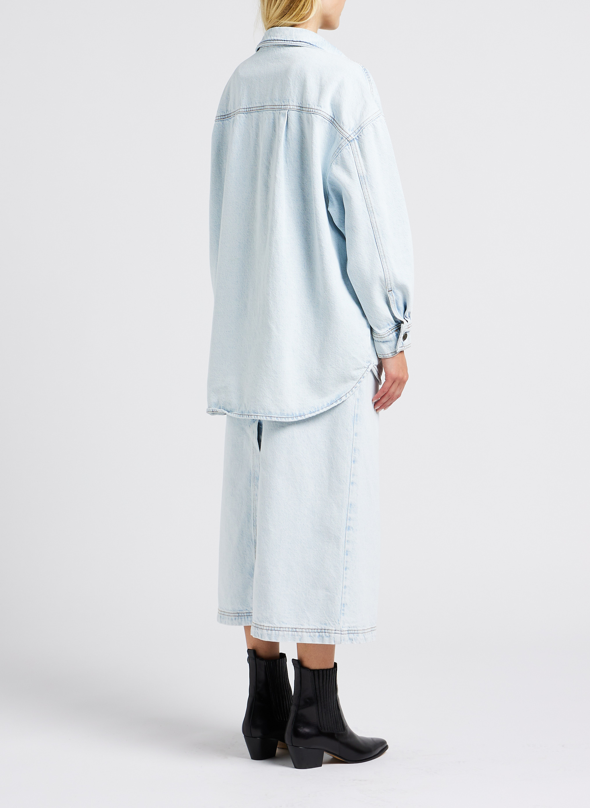 Oversize-Baumwollbluse mit klassischem Kragen AMERICAN VINTAGE Blau