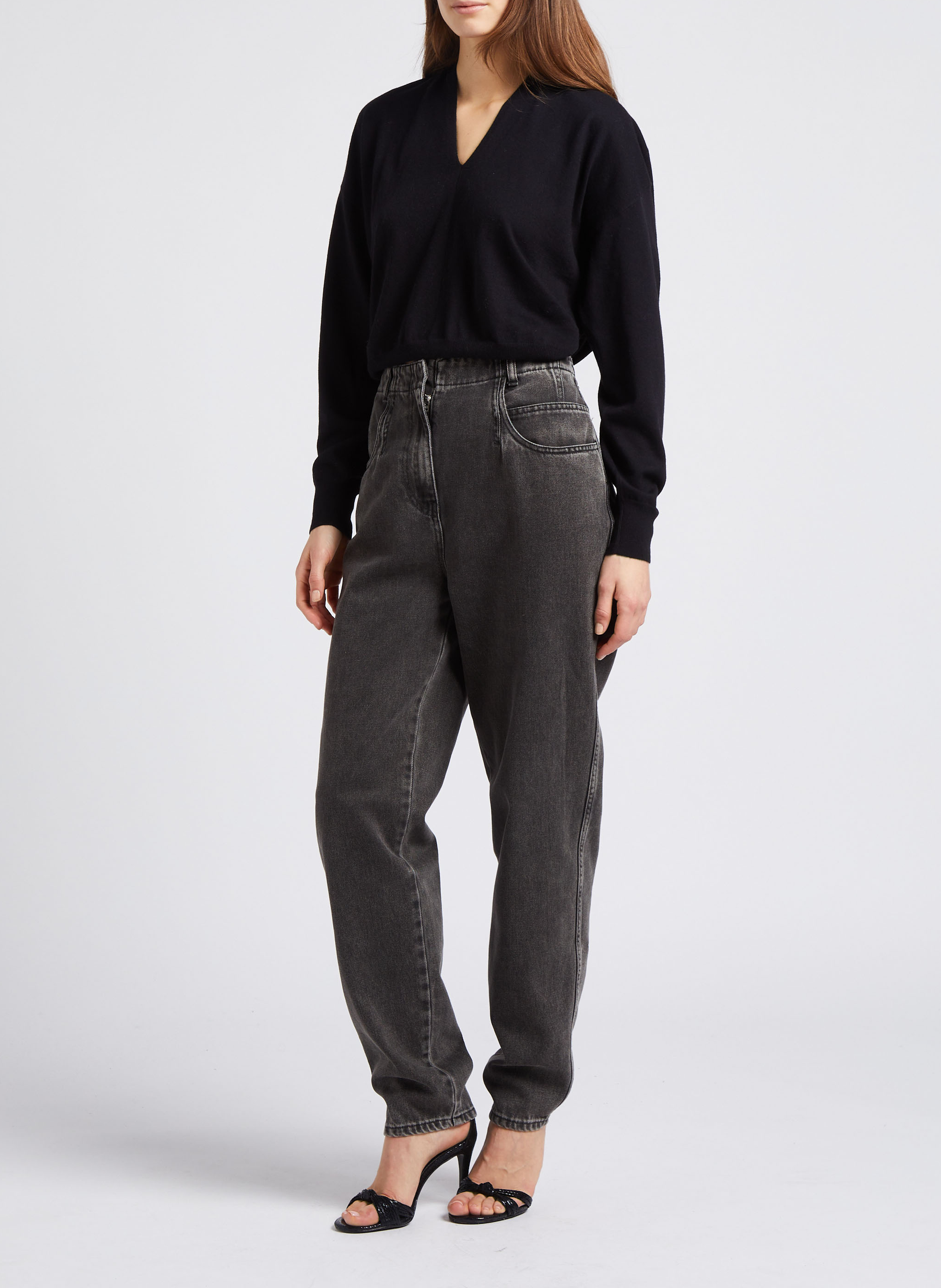 Pull col V droit en coton et cachemire mélangé IRO Noir