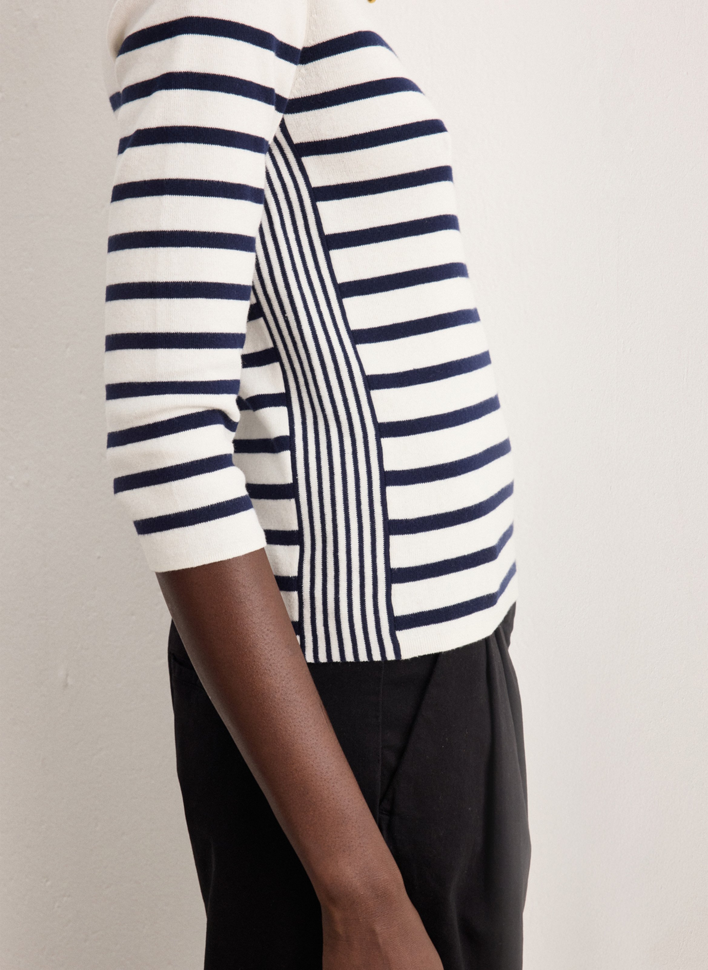 Pull marinière droit col rond  PABLO Beige