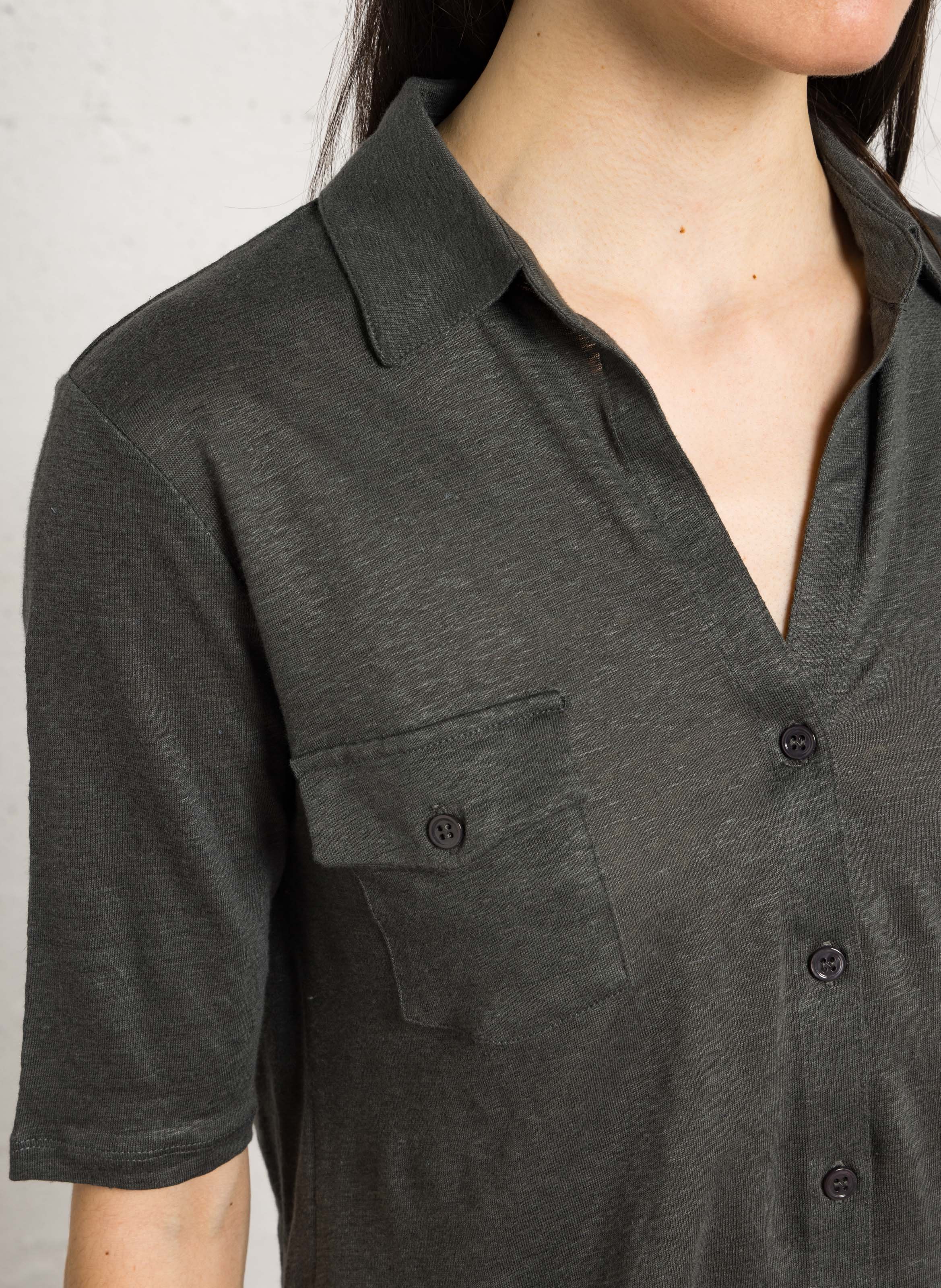 Linen-blend shirt with classic collar MAJESTIC FILATURES Grey