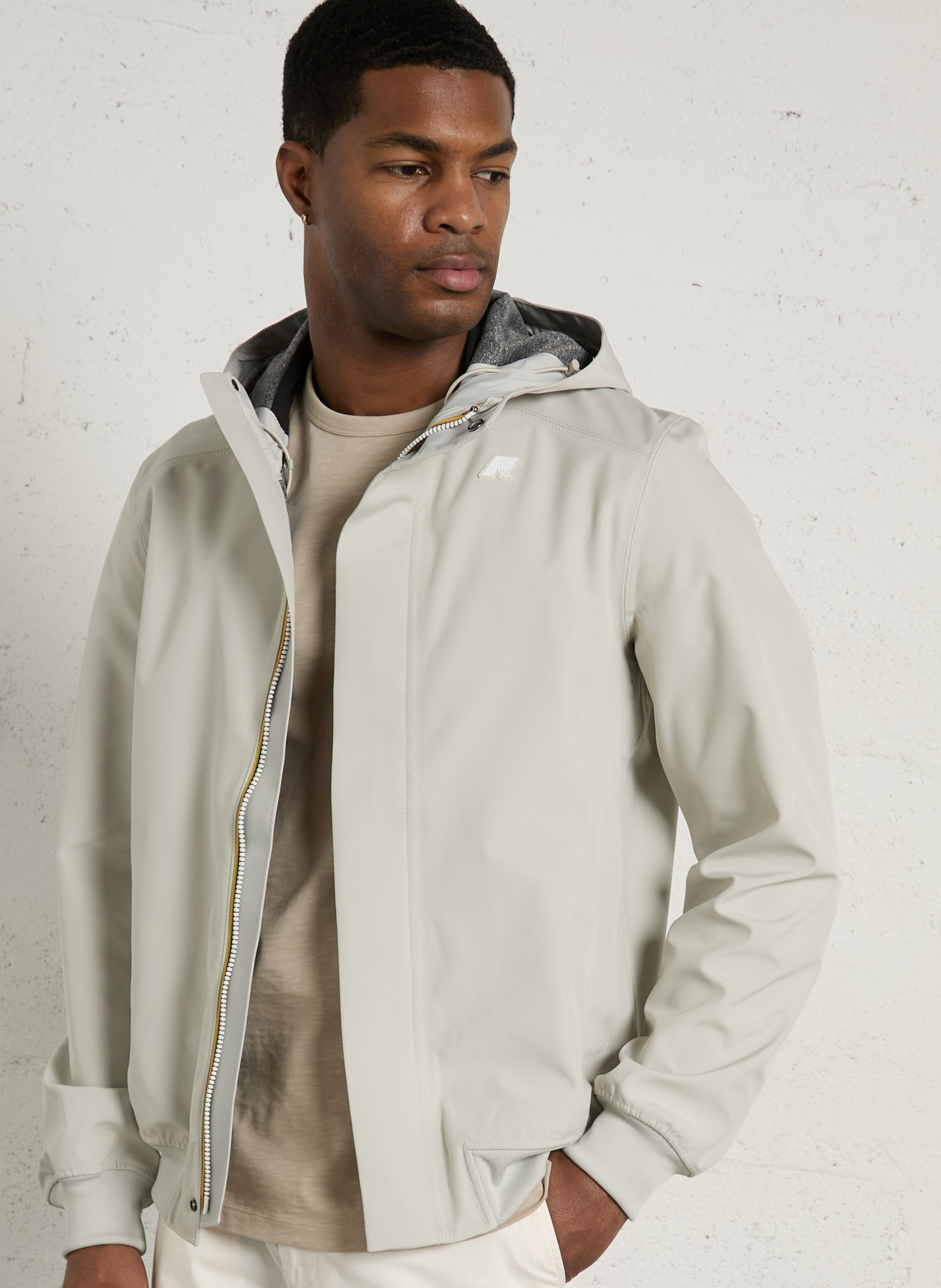 High-neck raincoat K-WAY Beige