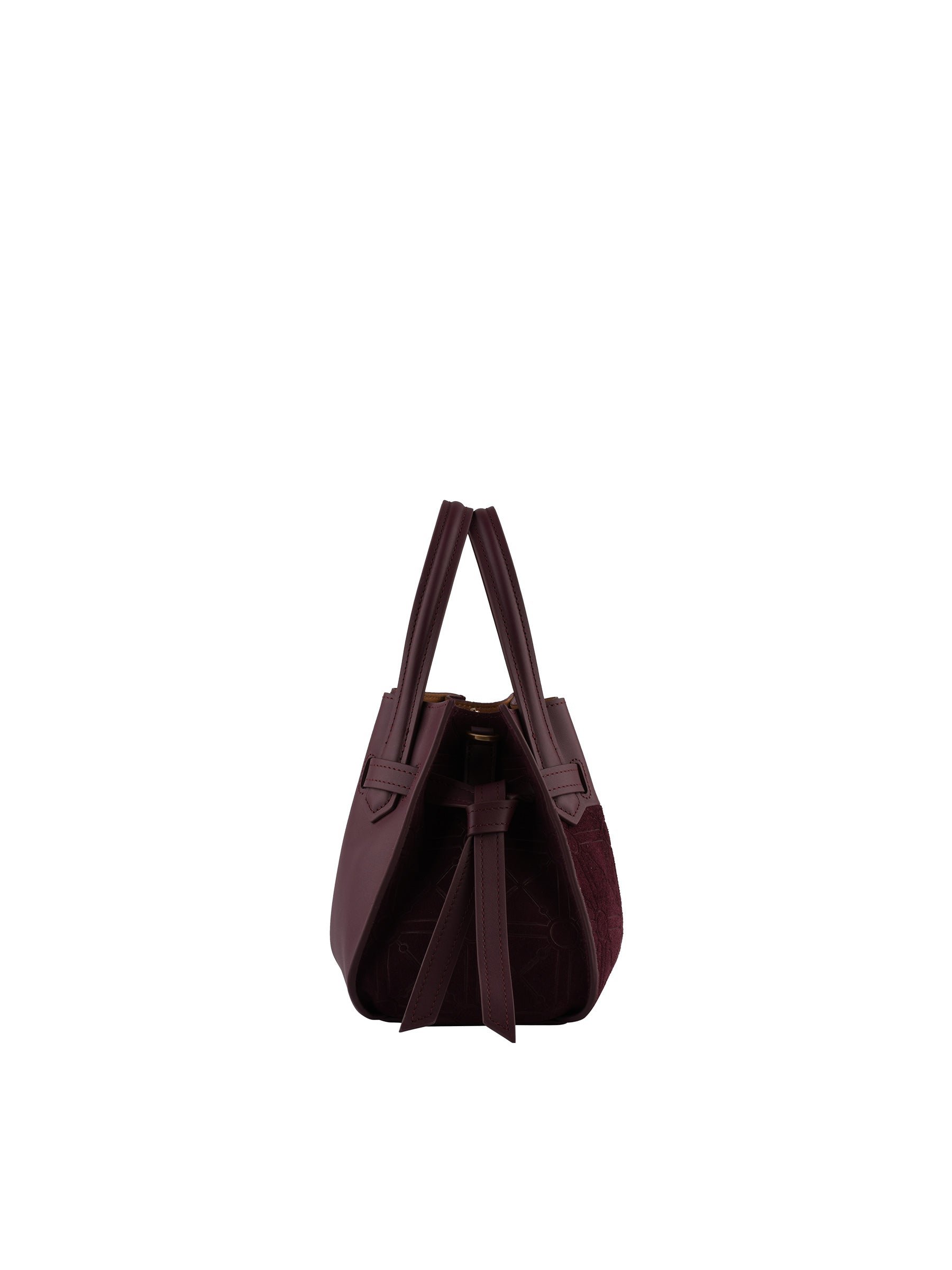 Suede and leather handbag POURCHET Red