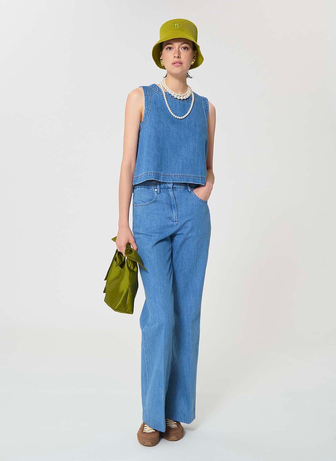 Sleeveless denim top TARA JARMON Blue