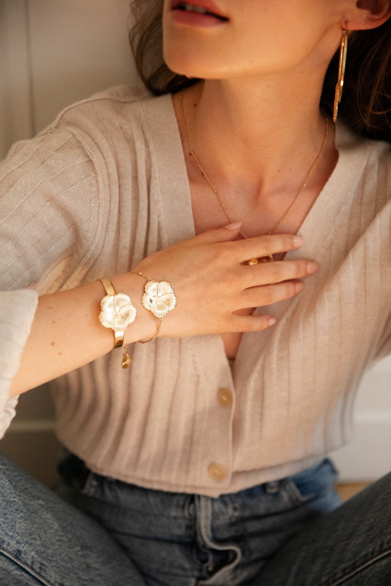 Gold-plated floral bangle MONSIEUR SIMONE Silver