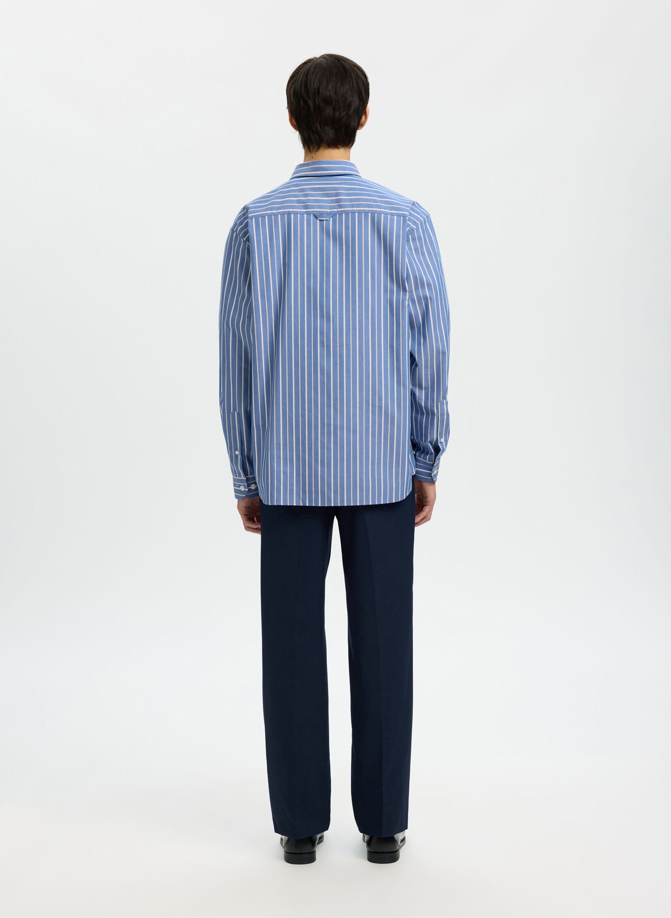 Cotton shirt with classic collar SELECTED Blue