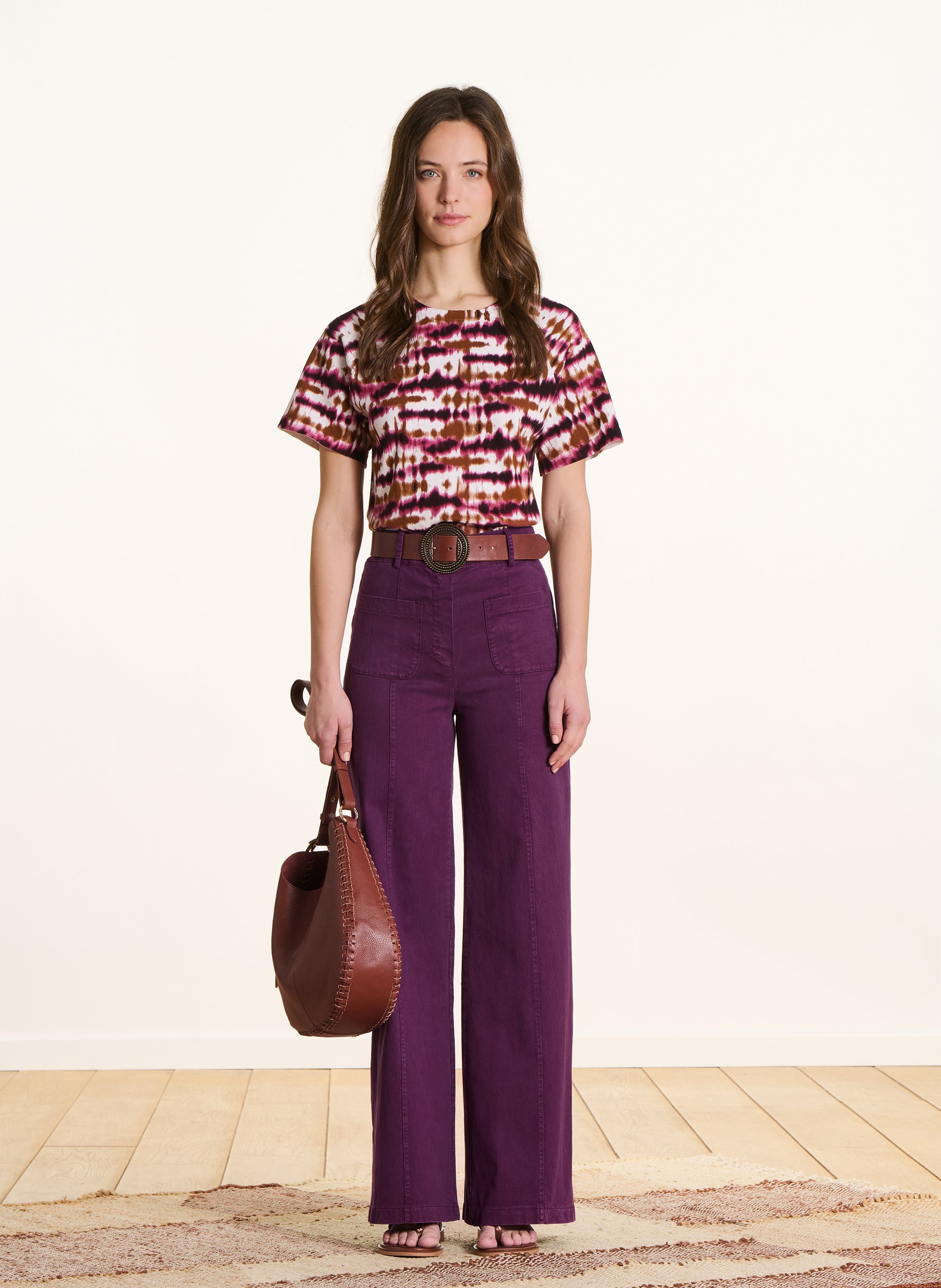 Pantalon évasé taille haute LA FEE MARABOUTEE Violet