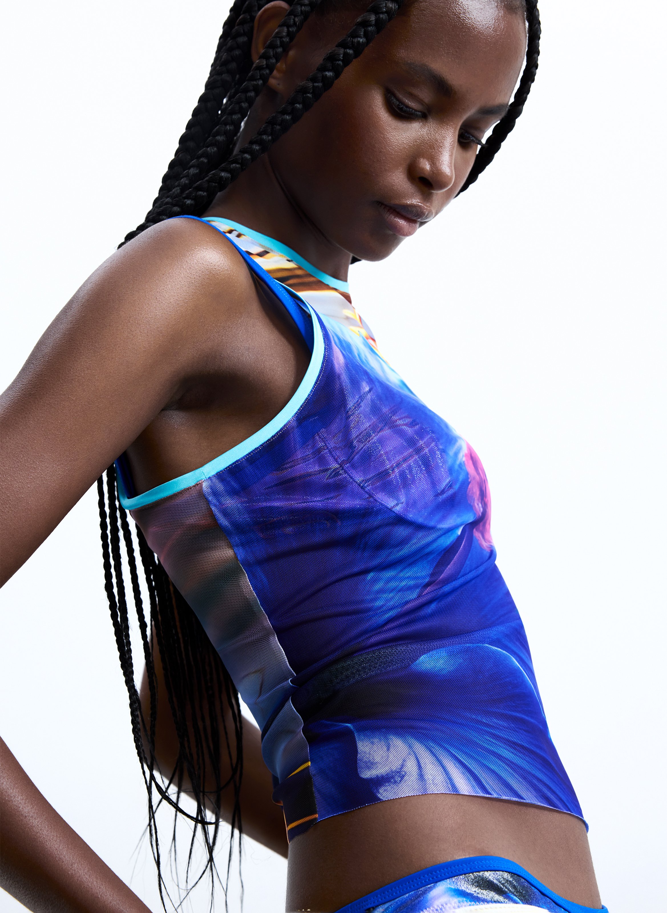 Top moulant imprimé DESIGUAL Bleu