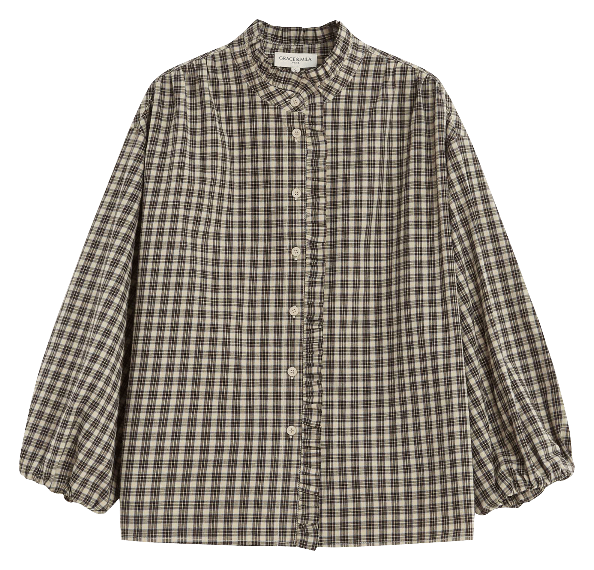 Chemise col rond en coton GRACE ET MILA Beige