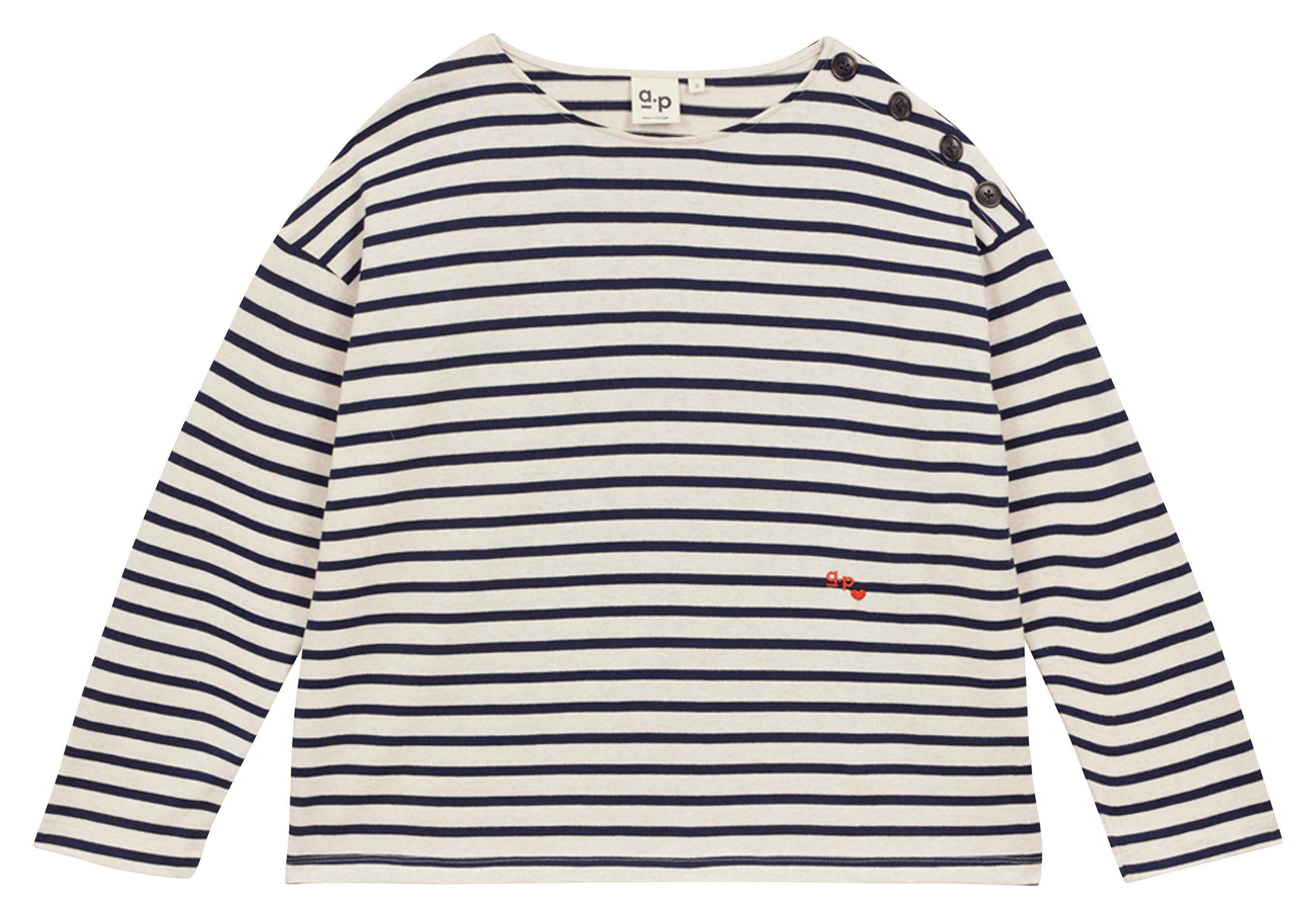 Wijdvallend biologisch katoenen gestreept T-shirt A.P Blauw