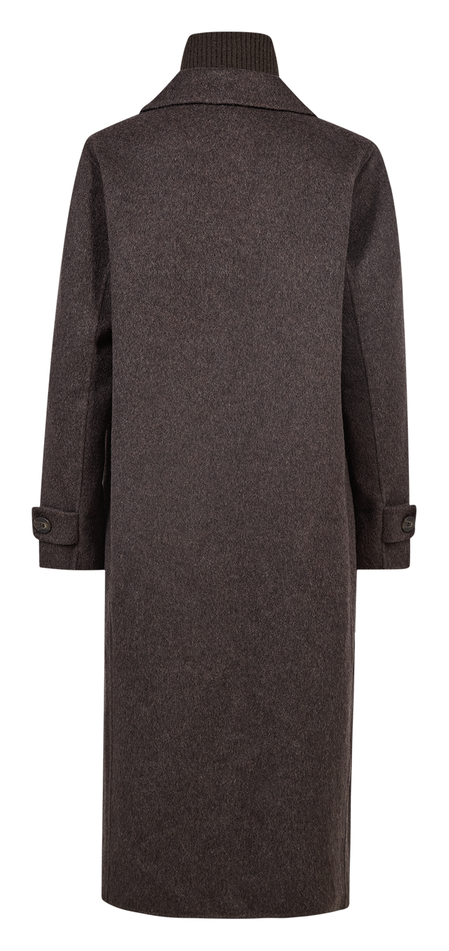 Manteau long à double col en laine mélangée MOS MOSH Marron