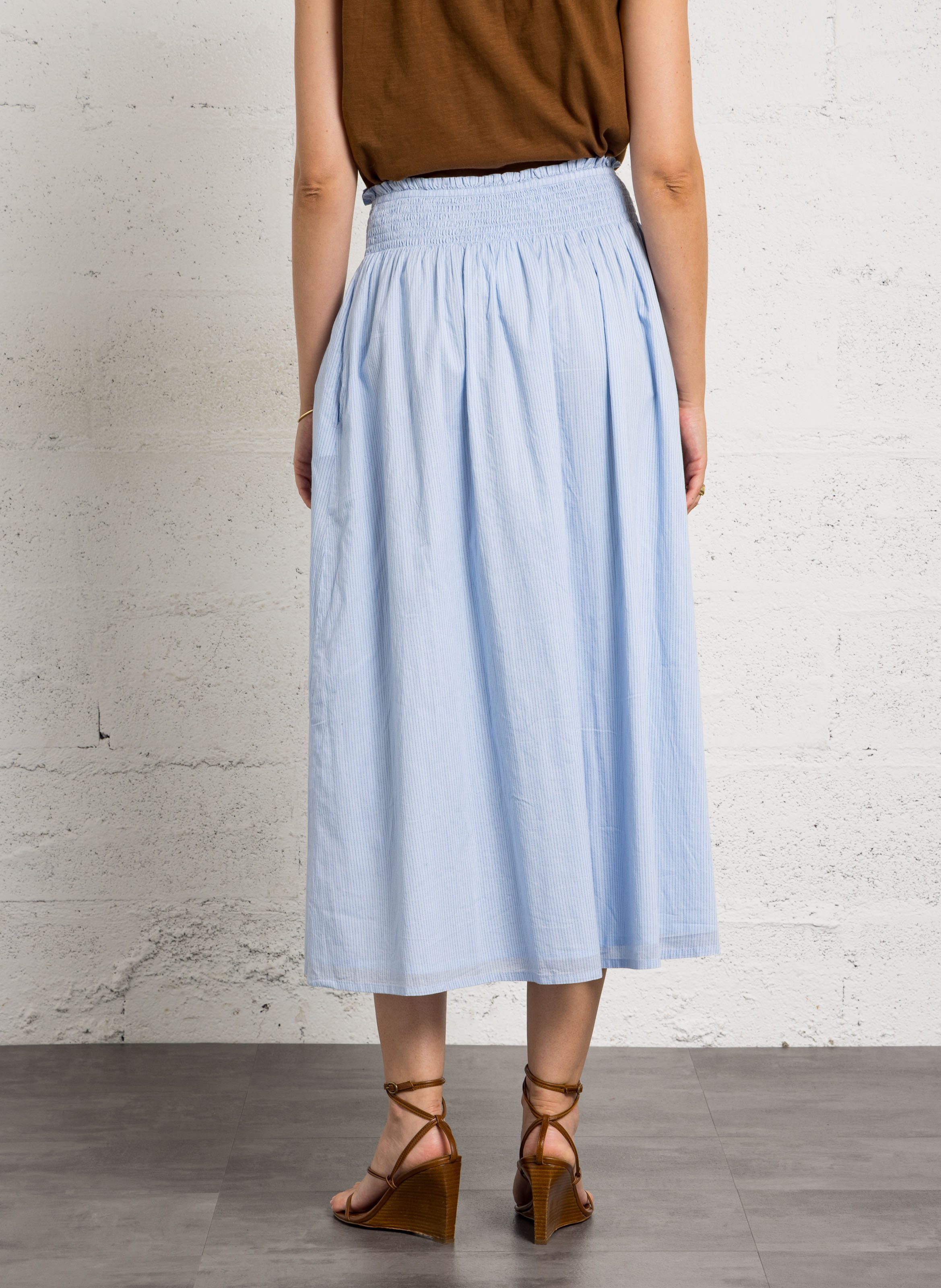 Jupe midi évasée en coton MAISON 123 Bleu