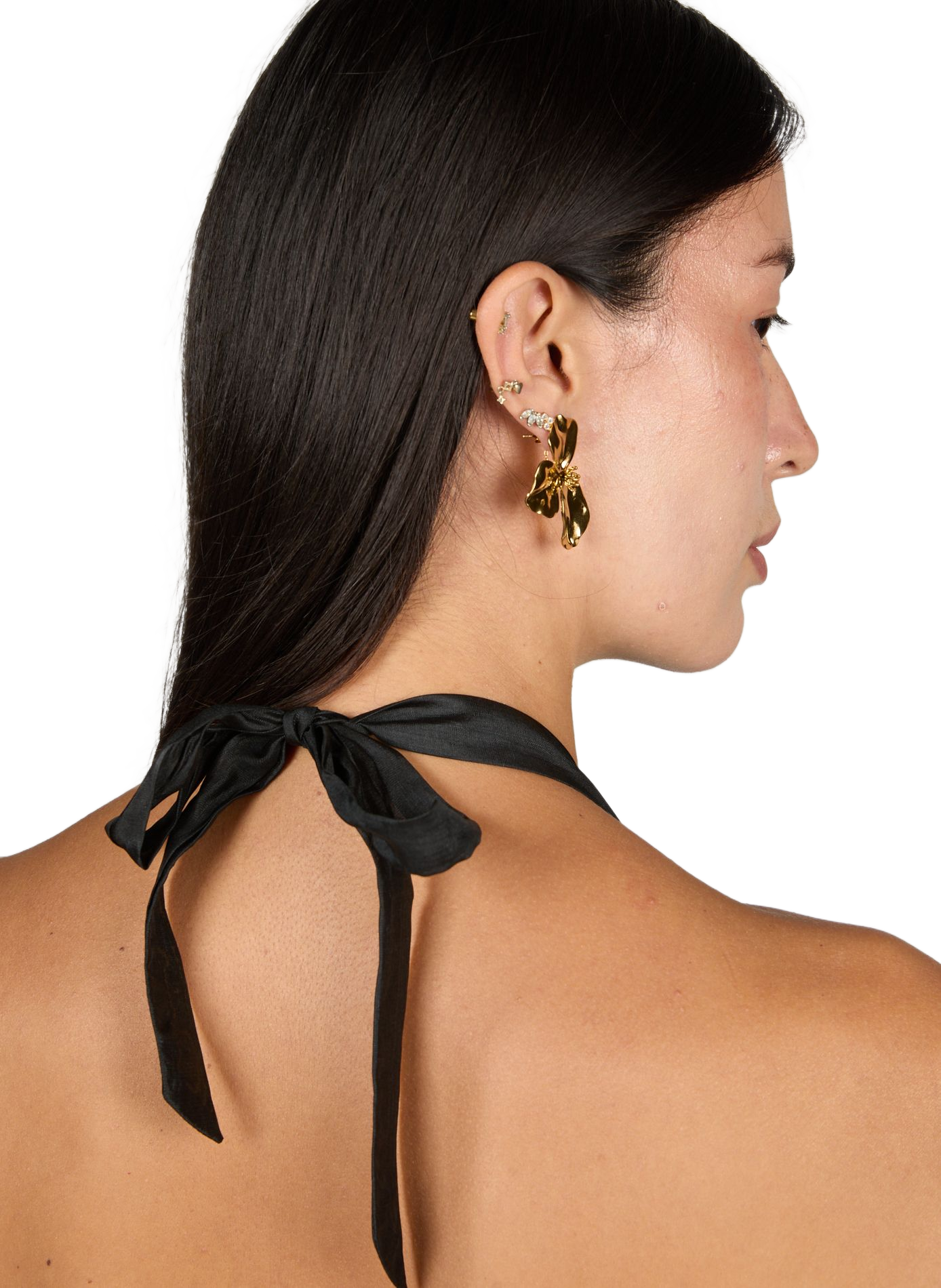 Flower steel earrings AU PRINTEMPS PARIS Golden