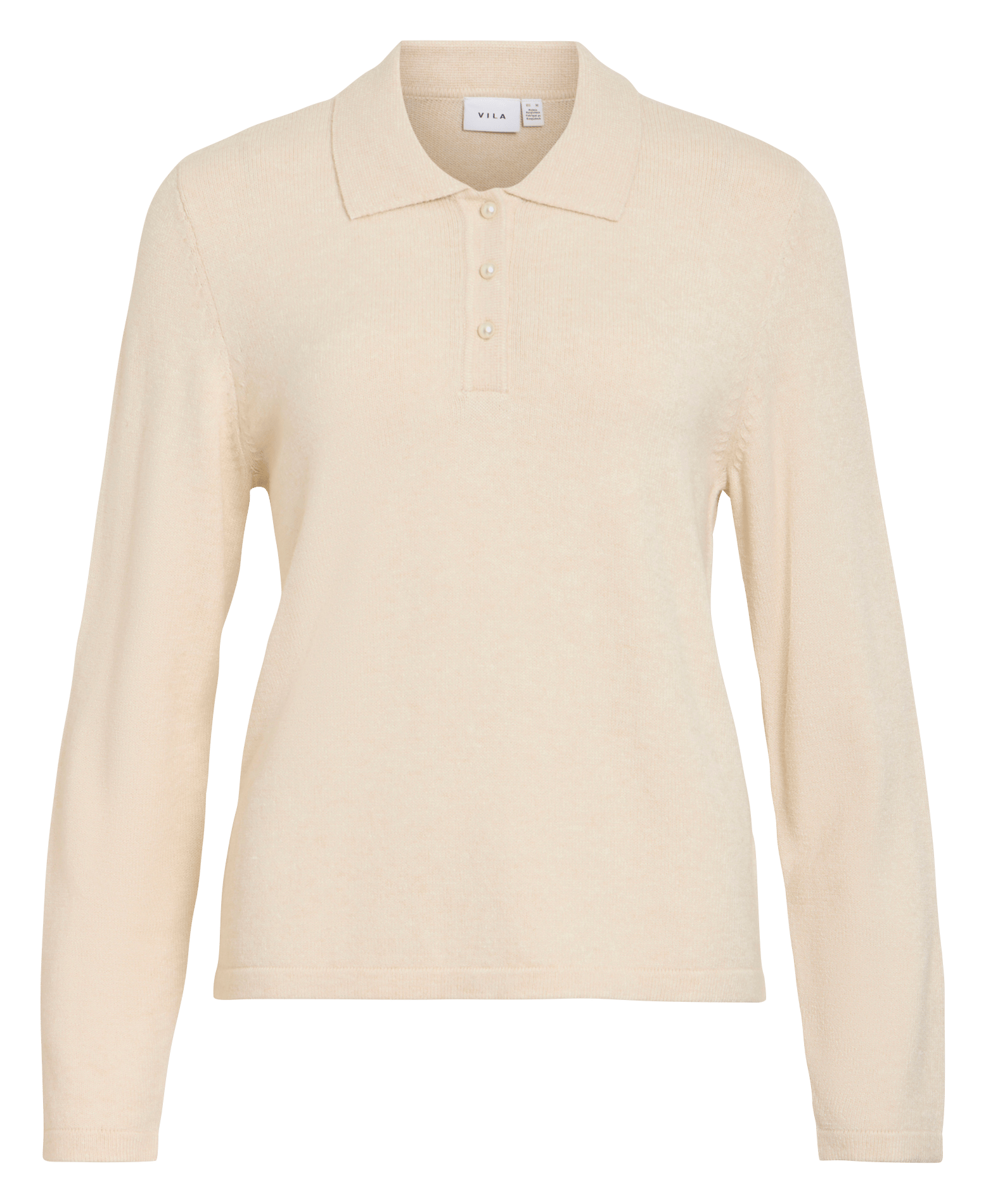 Pull droit col polo VILA Beige