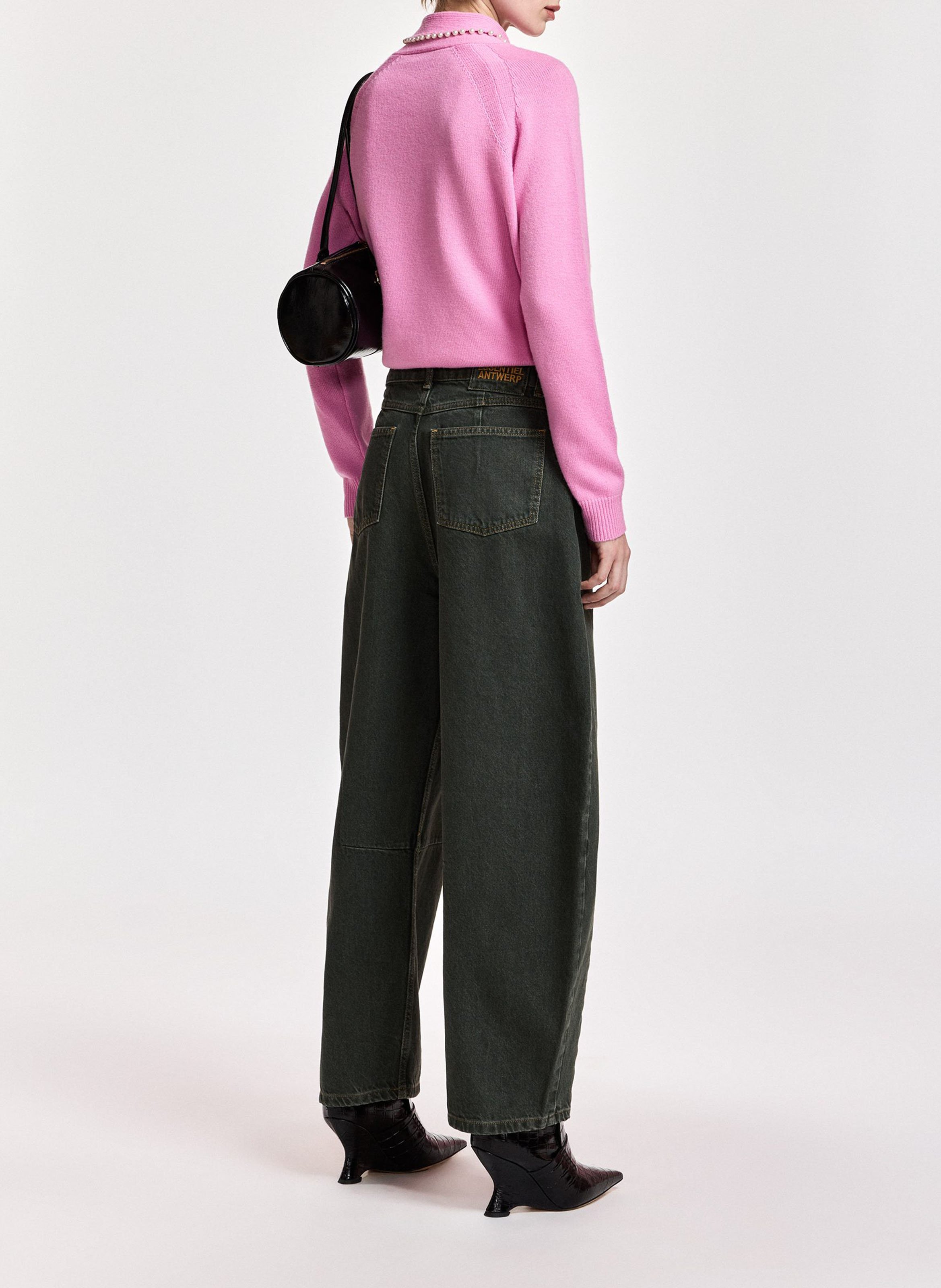 Straight-fit wool and cashmere pussy-bow collar sweater ESSENTIEL ANTWERP Pink
