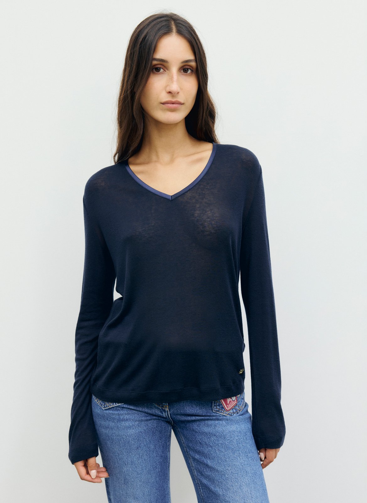 Flame Pattern V-Neck Sweater GERARD DAREL Blue