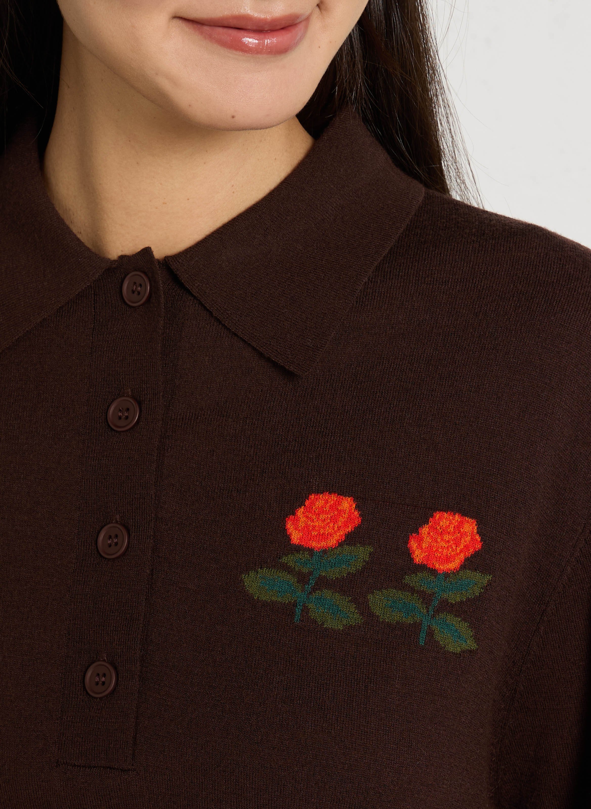 Wool sweater with polo collar THE TINY BIG SISTER Brown