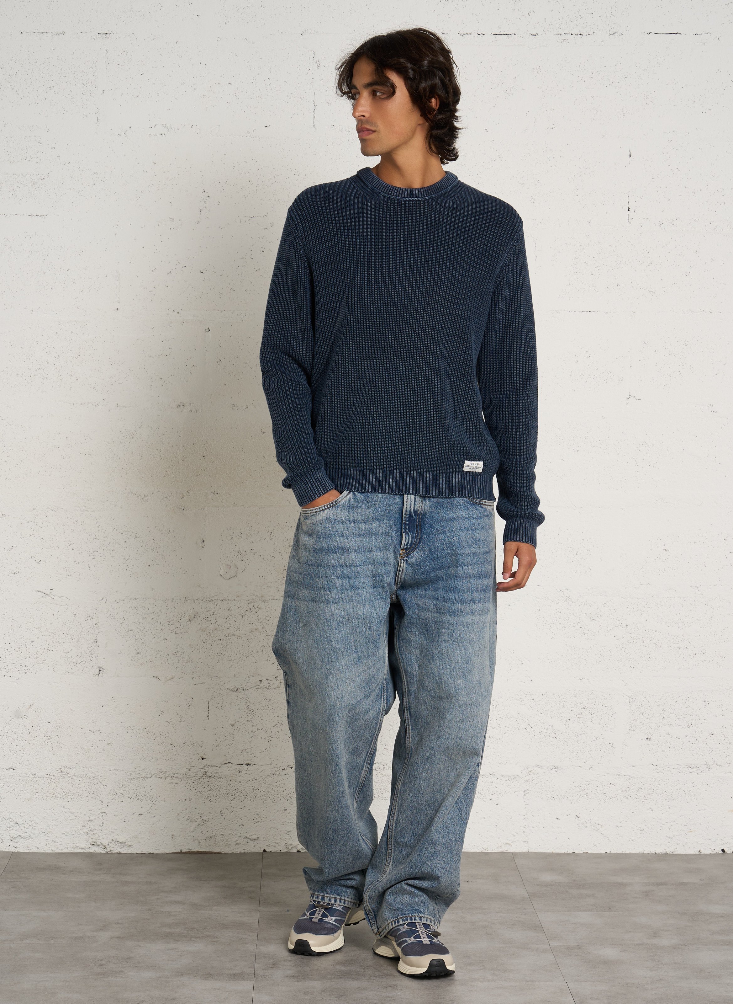 Rundhalsausschnitt Pullover aus Baumwollstrick PEPE JEANS Blau
