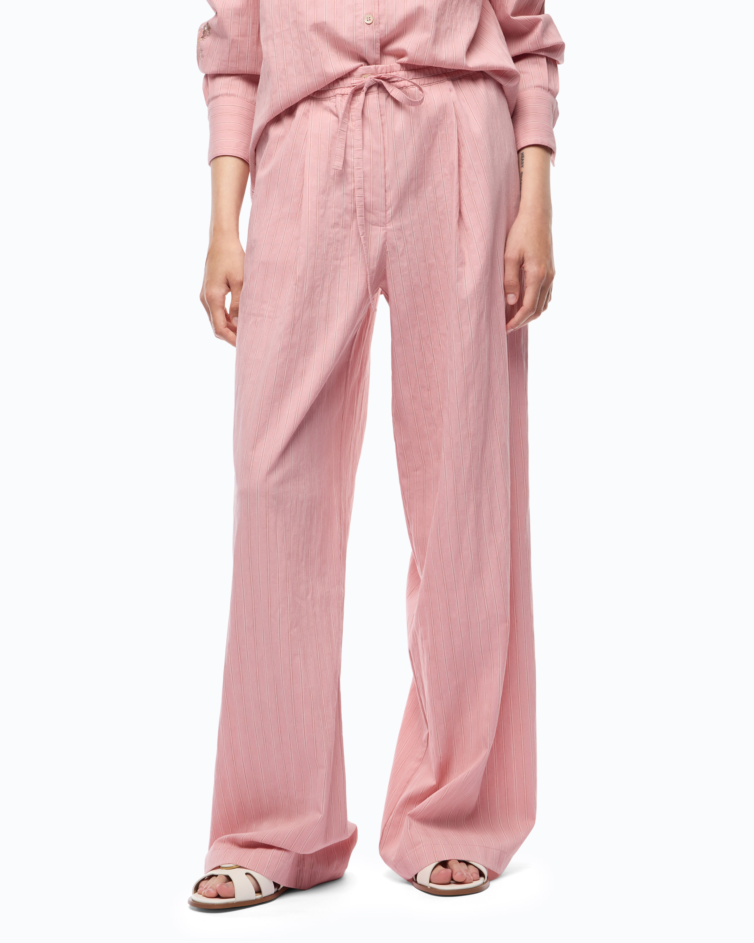 Striped trousers with drawstring waist PINKO Pink