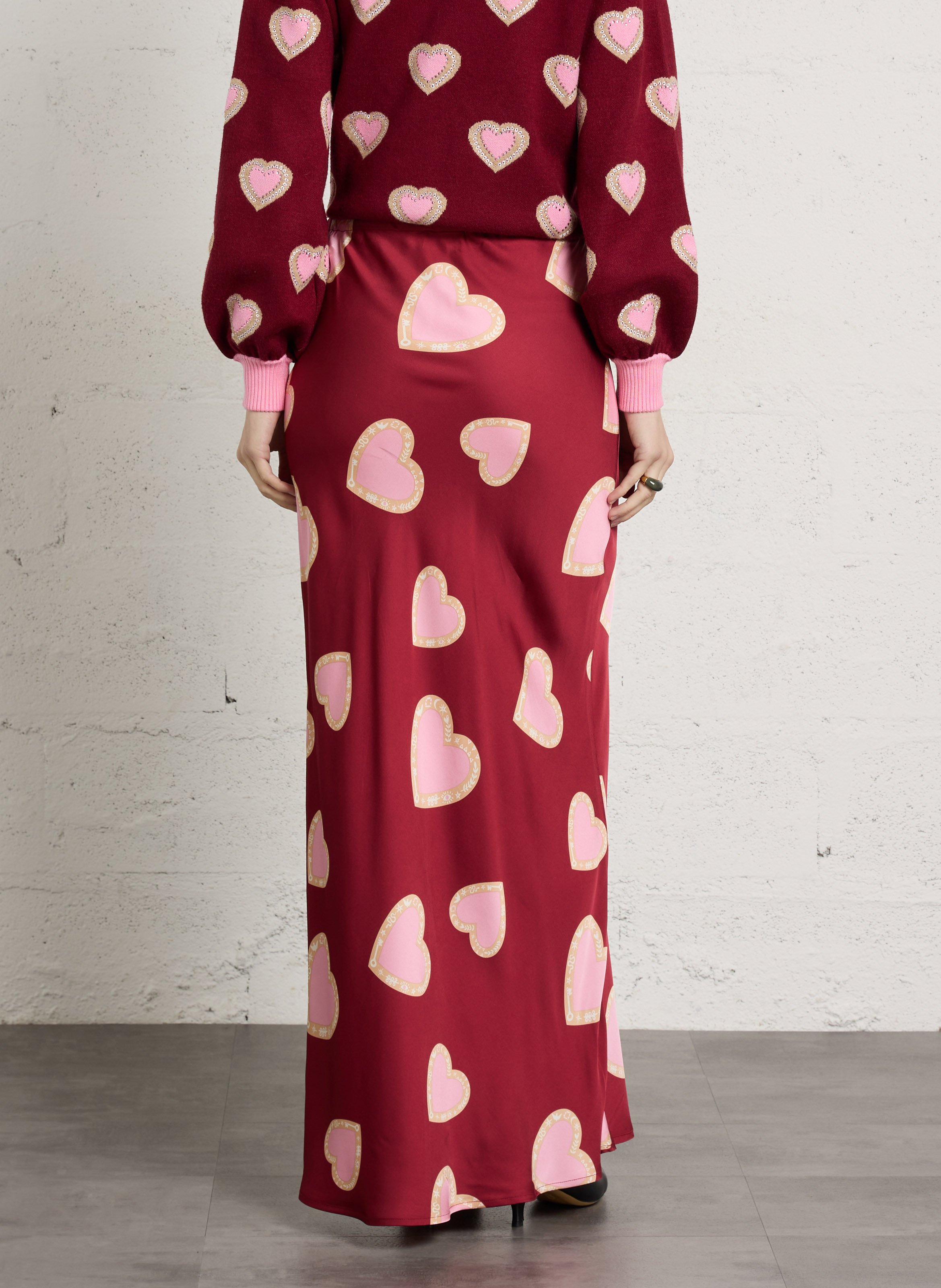 Long straight printed skirt NEVER FULLY DRESSED Red