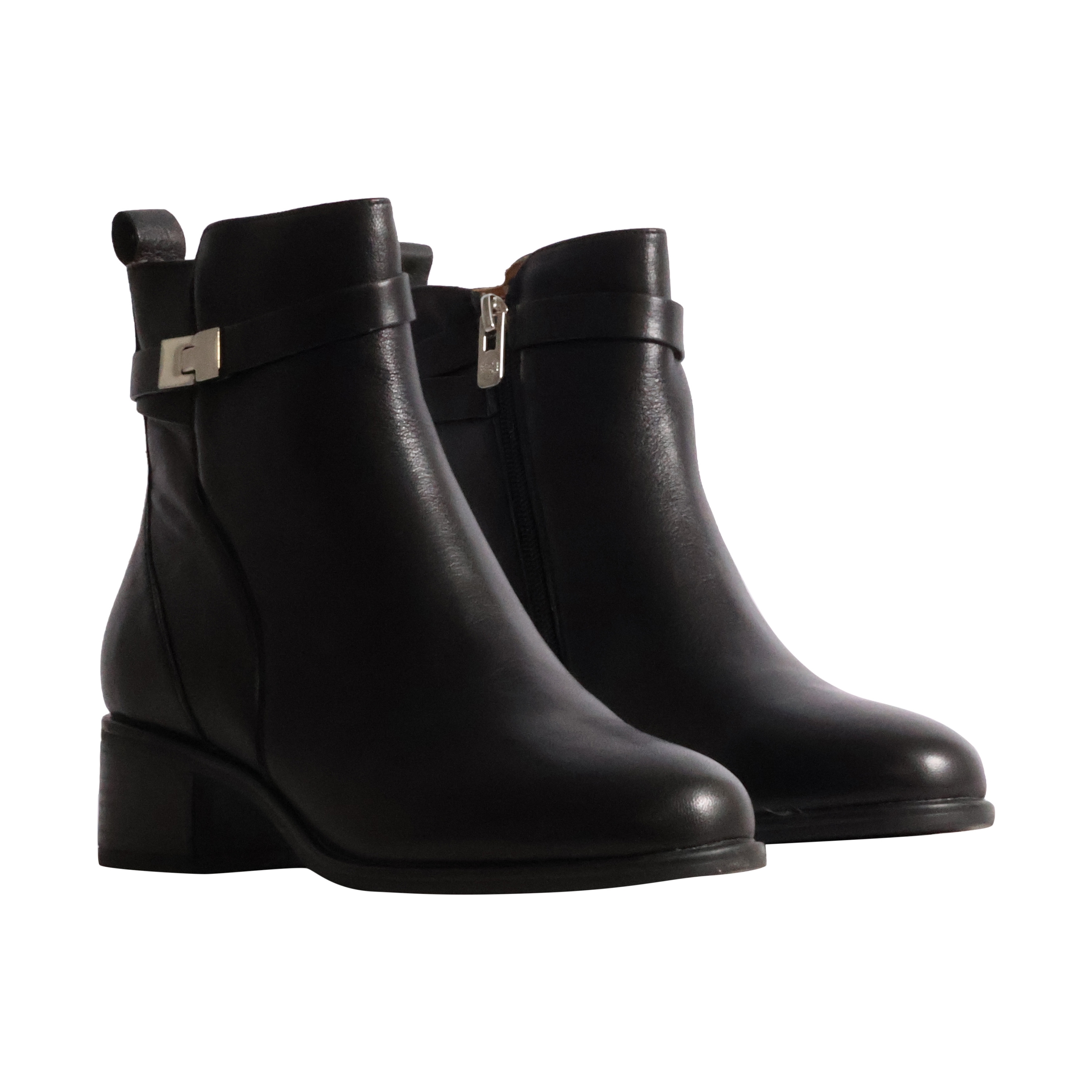 Navy leather ankle boot EMILIE KARSTON Black