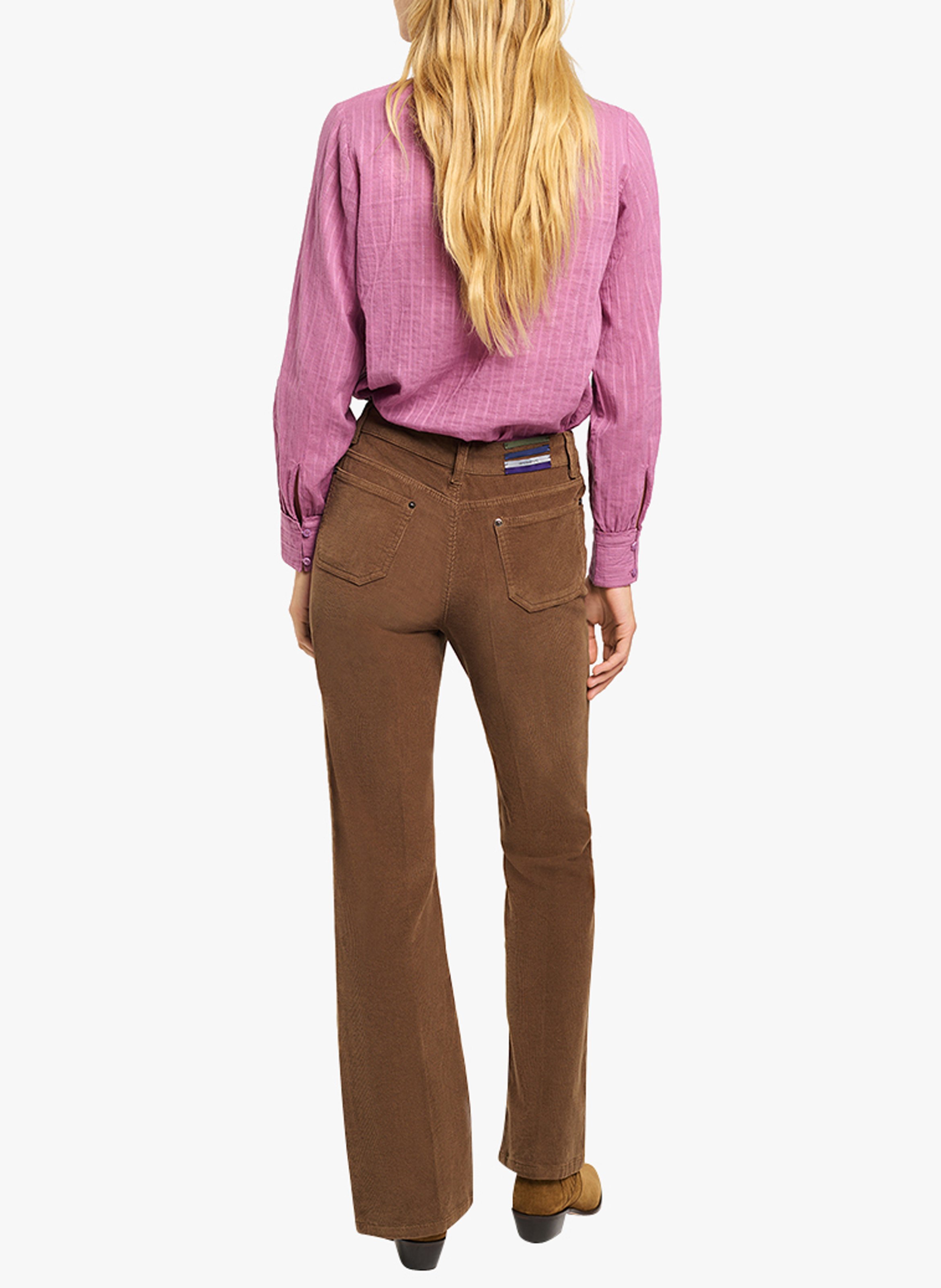 Broek met uitlopende pijpen en ribtextuur | katoenblend | Bruin VANESSA BRUNO Dames