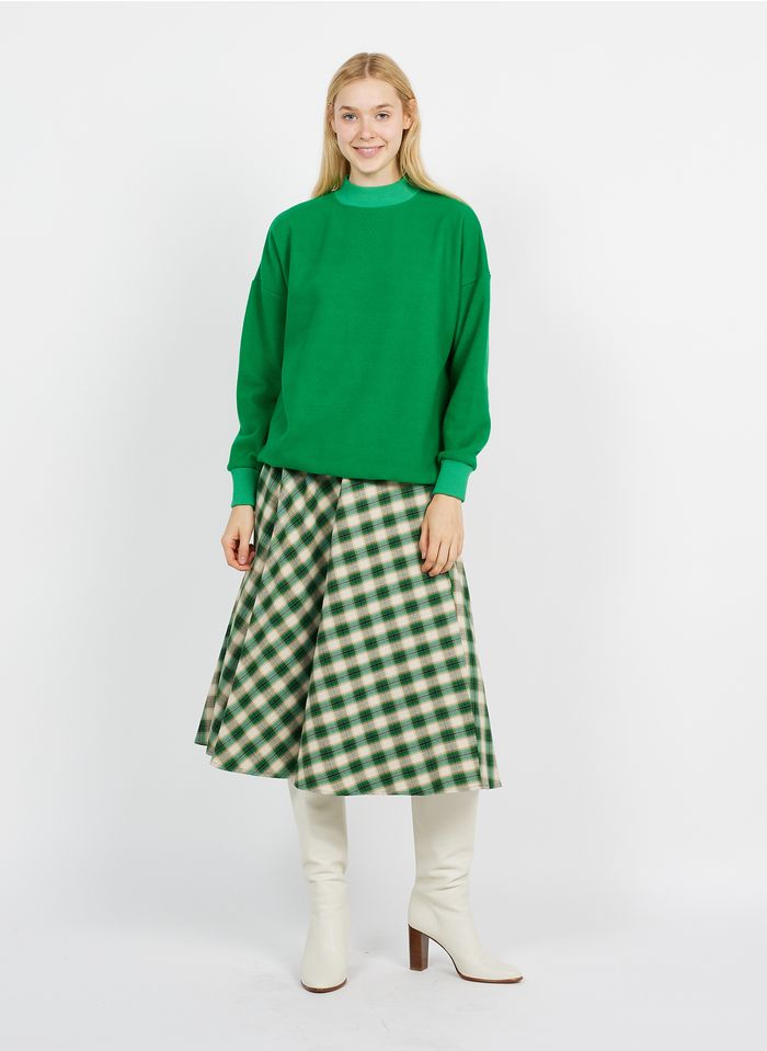 STELLA FOREST Falda midi de talle alto estampada en verde