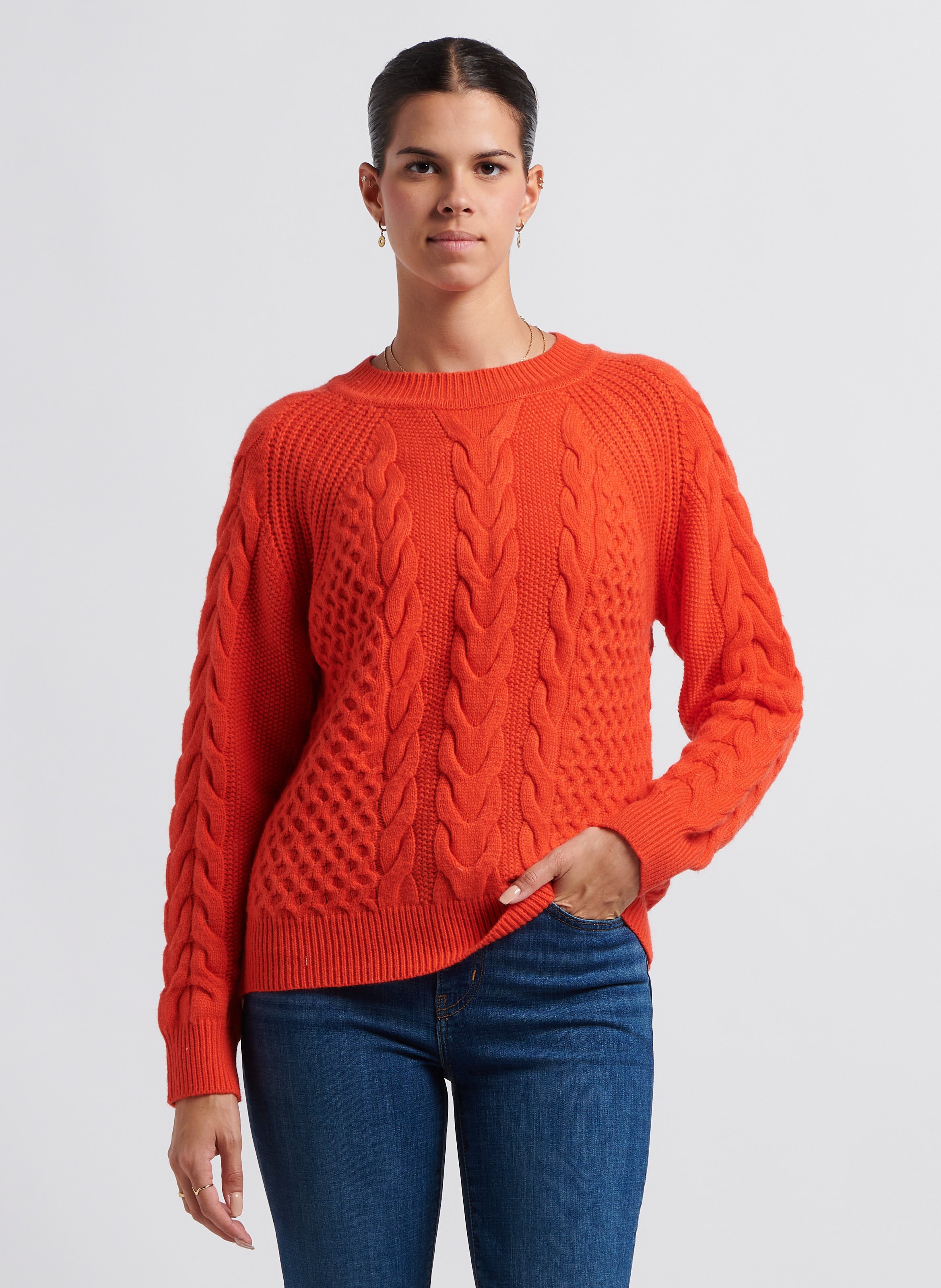 Orange cable knit clearance jumper