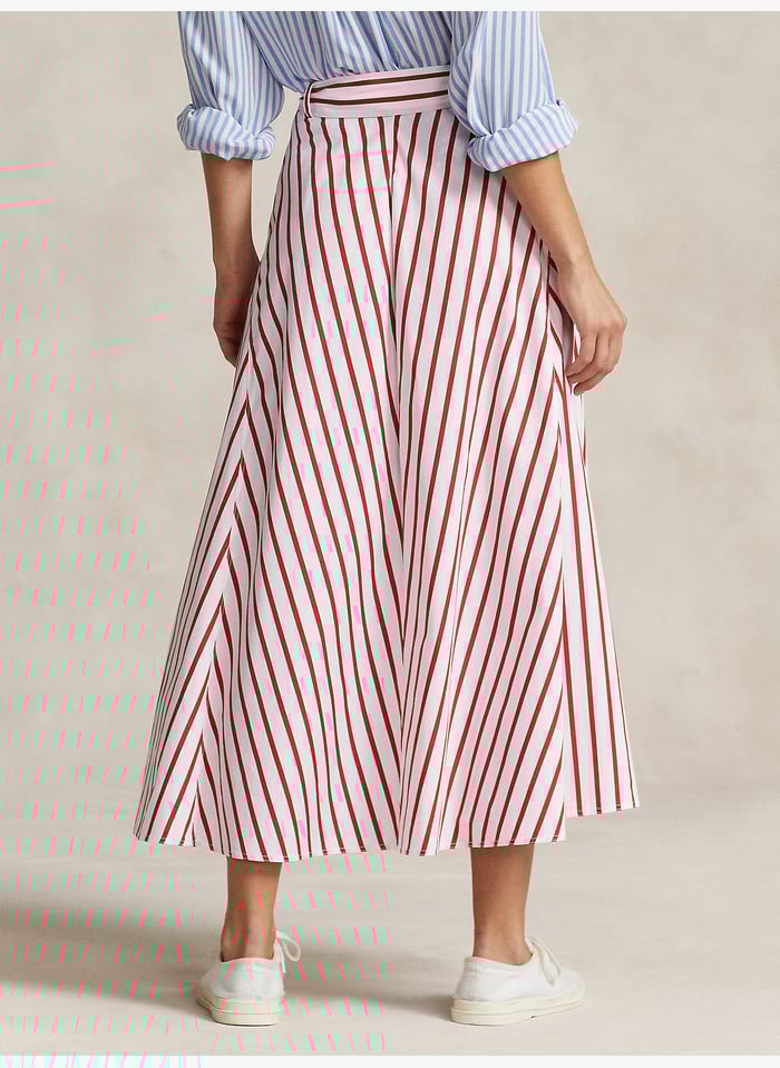 Jupe Longue Taille Haute En Coton Ray 1612 Red White Stripe Polo