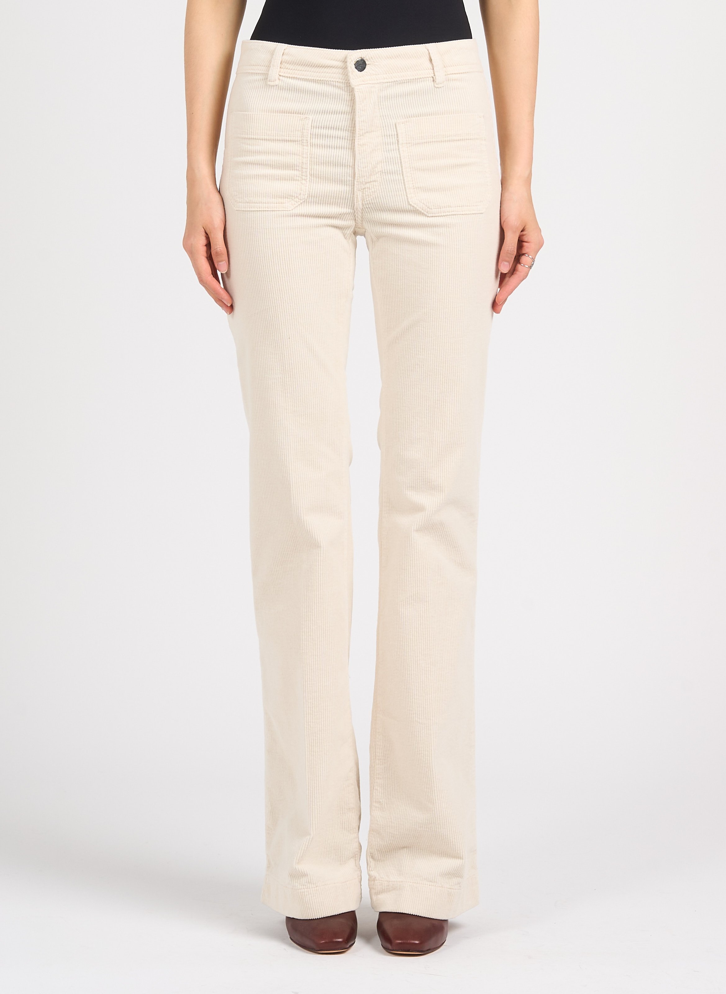 Broek van katoenmix met olifantenpijpen ACQUAVERDE Wit