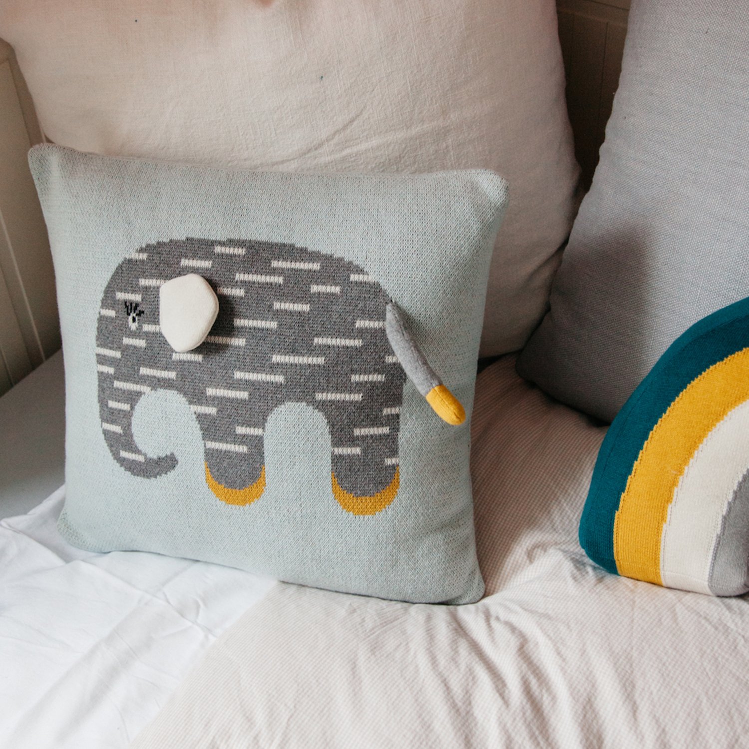 Rainbow cotton baby cushion cover KINDSGUT Grey