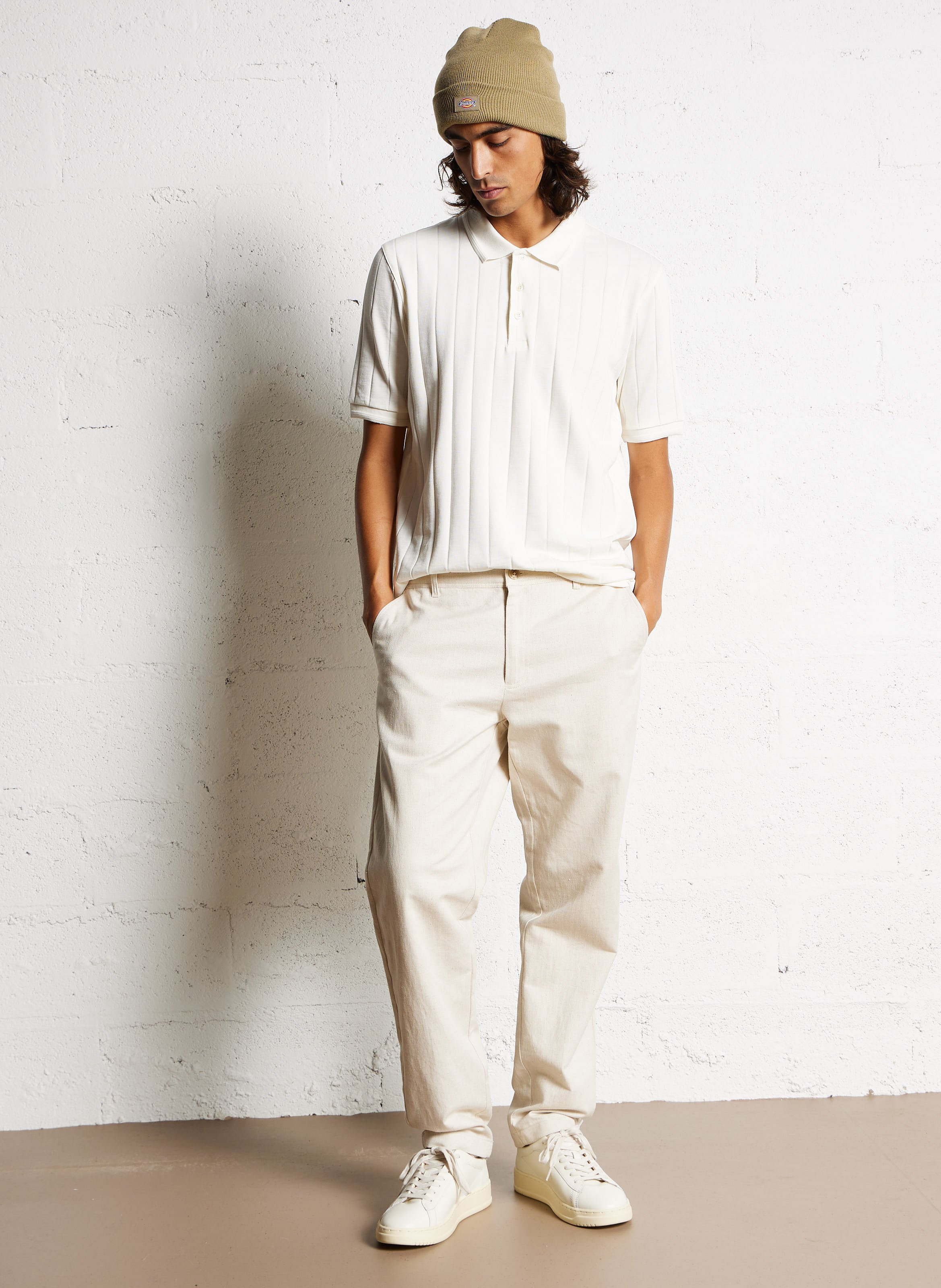 Pantalon droit en coton et lin LES DEUX Beige