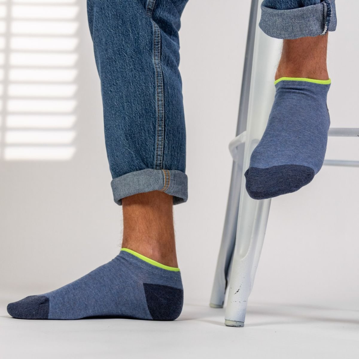 Solid combed cotton ankle socks BILLYBELT Blue