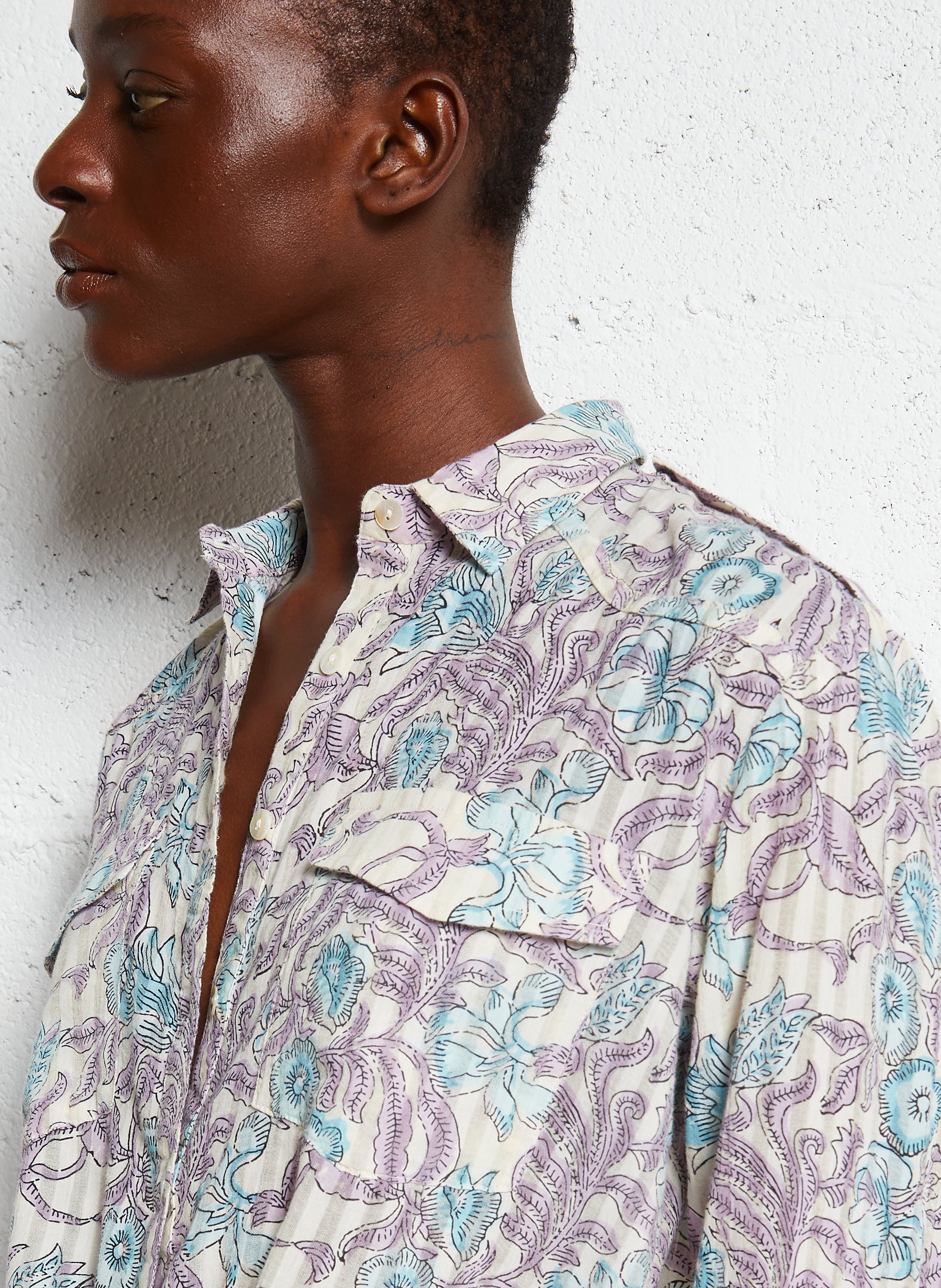 Straight printed cotton shirt MAISON HOTEL Blue