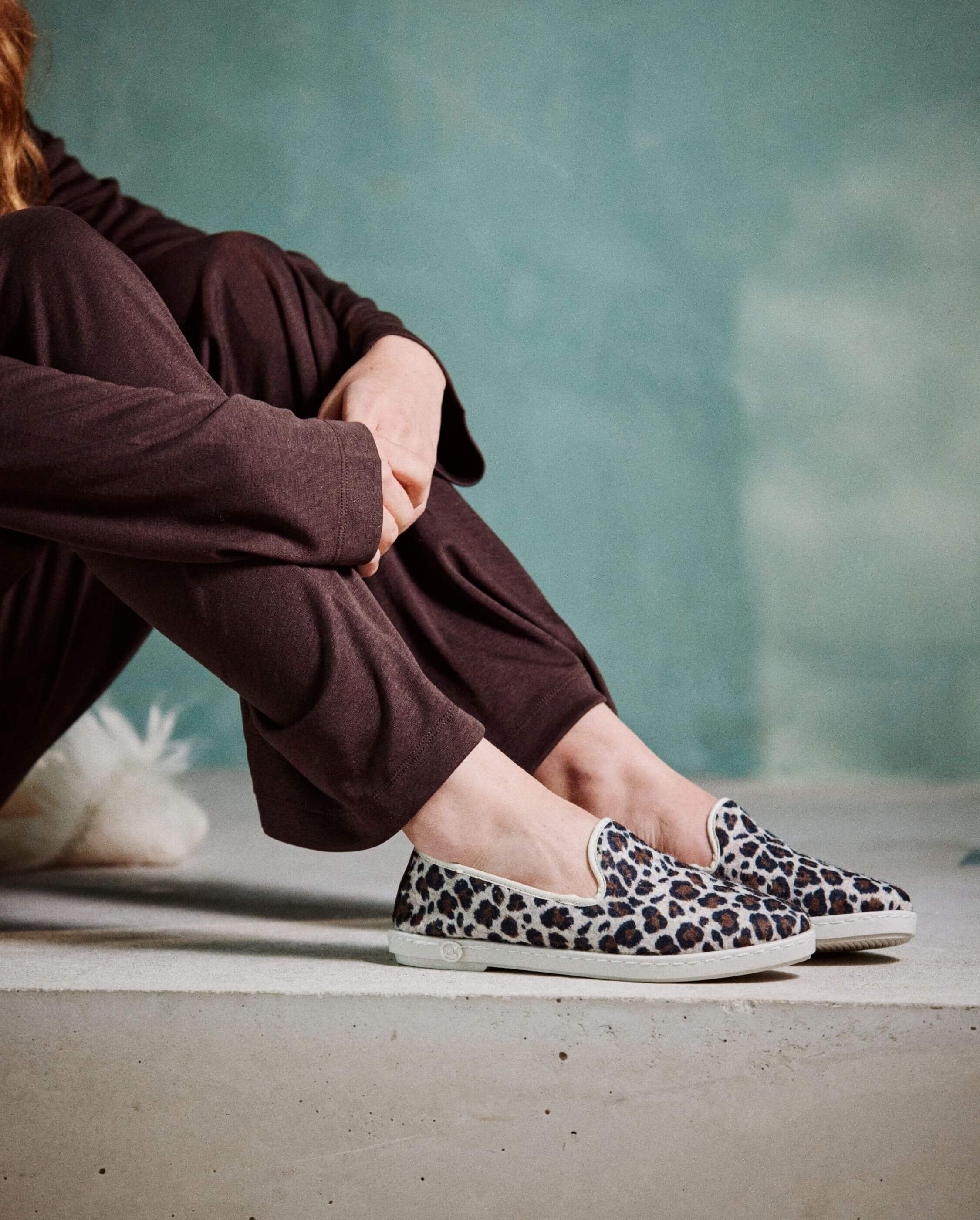 Limited edition women's slippers, leopard pattern ANGARDE Brown