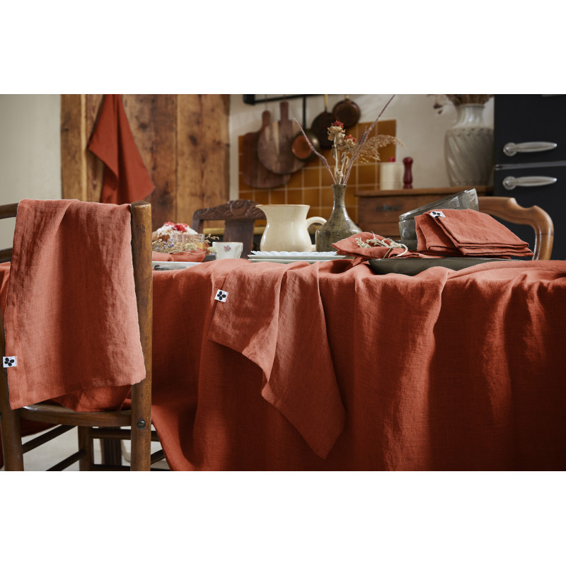 Cotton gauze tablecloth L'EFFET PAPILLON Brown