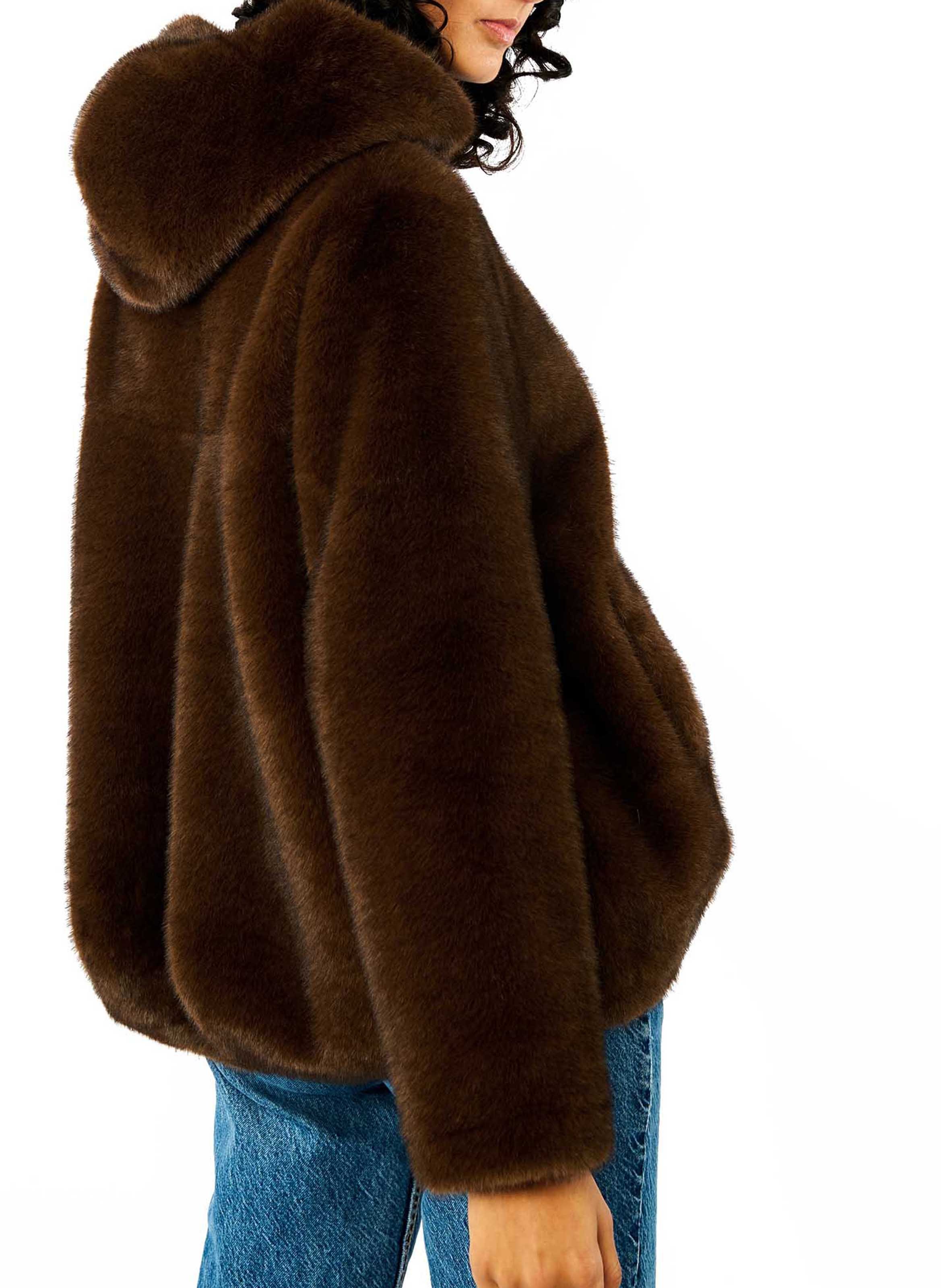 Oversize jacket with hood WILD Brown