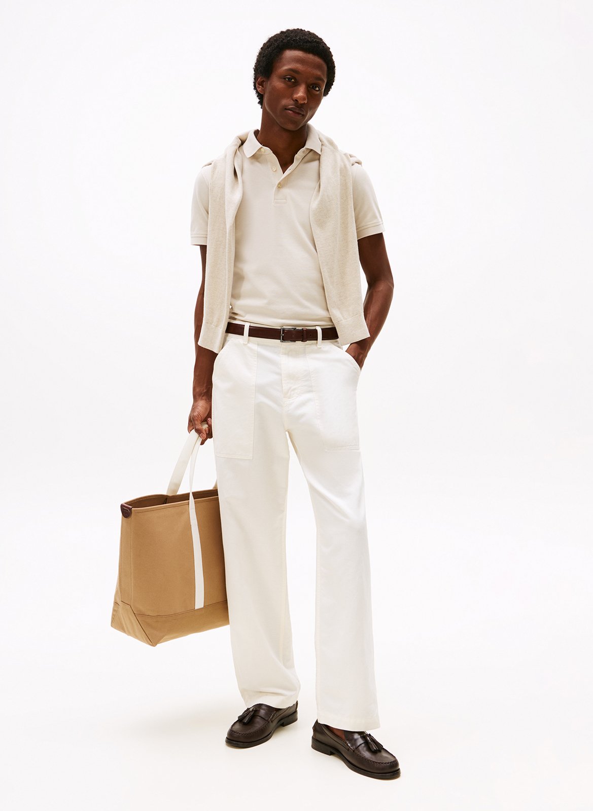 Slim-fit organic cotton polo shirt TOMMY HILFIGER Beige