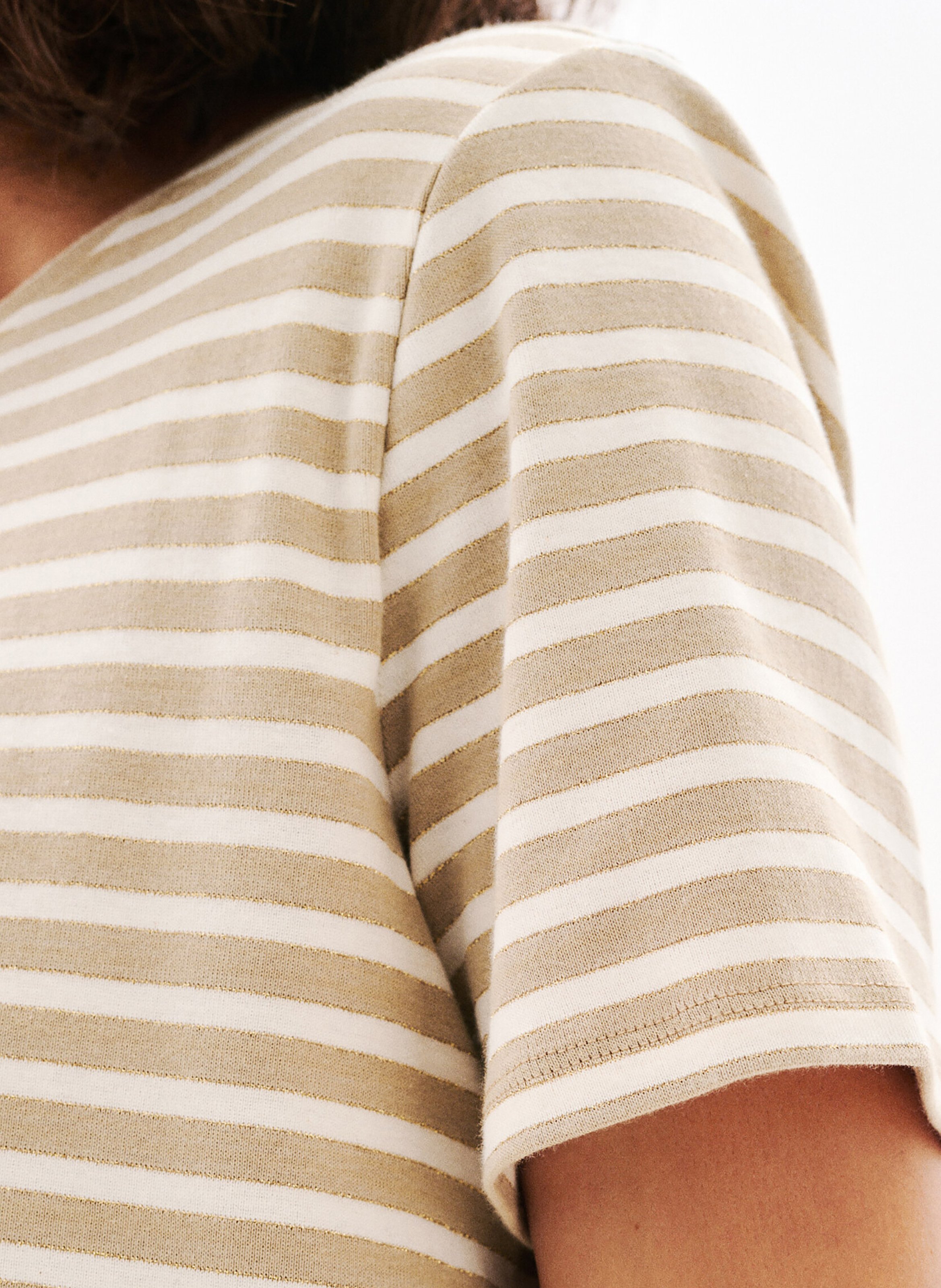 Straight striped round-neck T-shirt CAROLL Brown