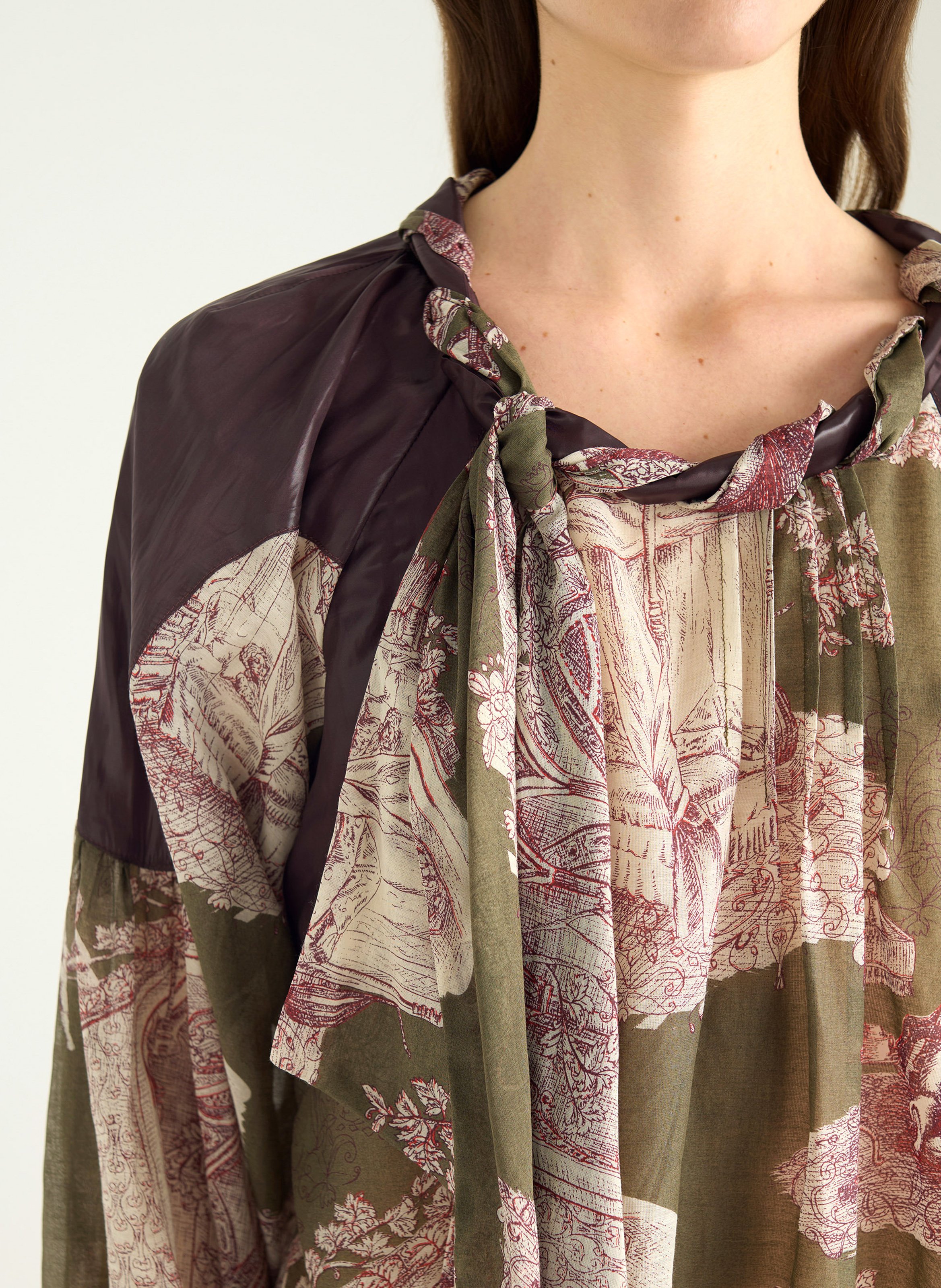 Blouse oversize en coton mélangé imprimé COTELAC Vert