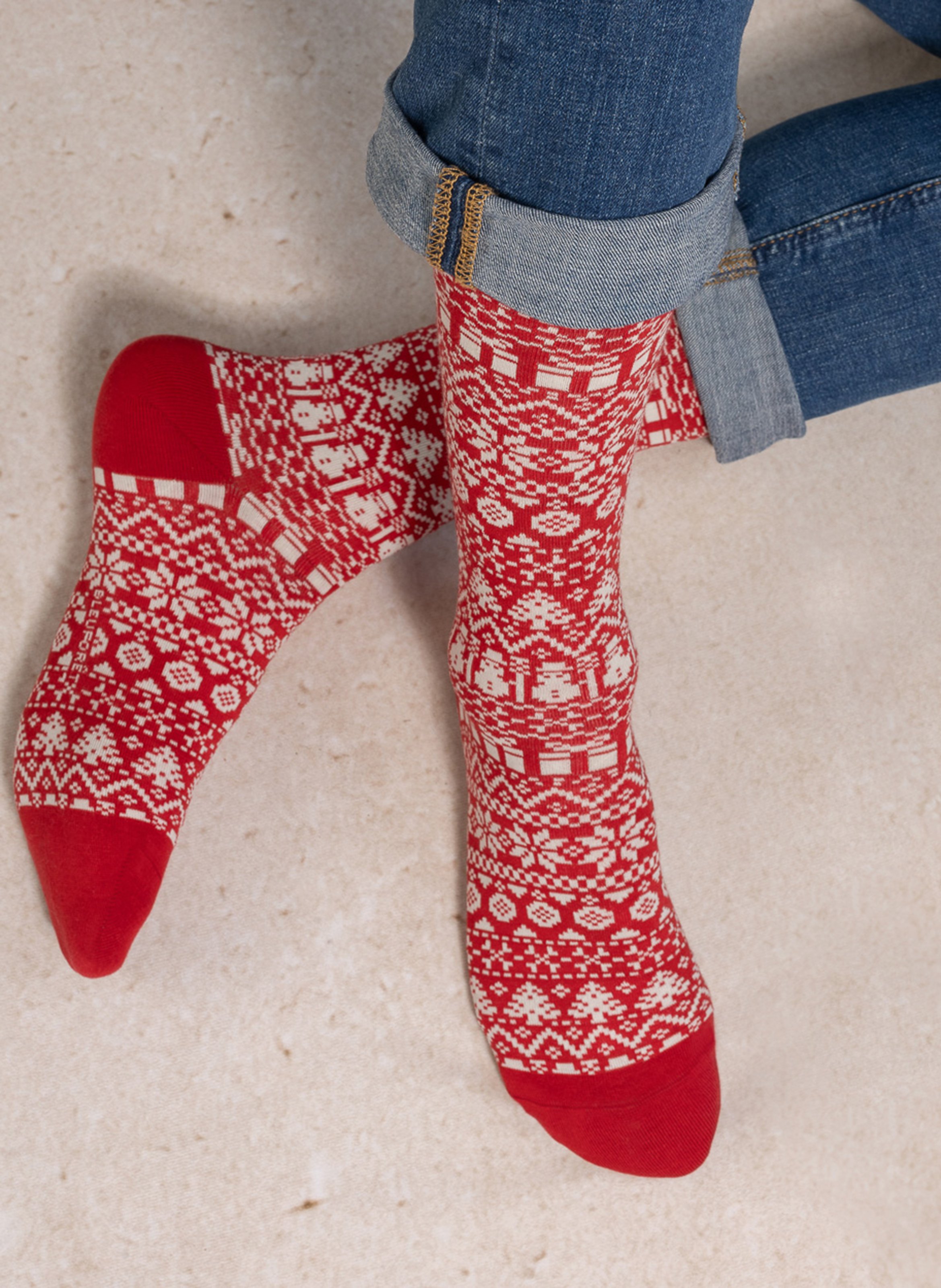 Printed cotton-blend socks BLEUFORET Red
