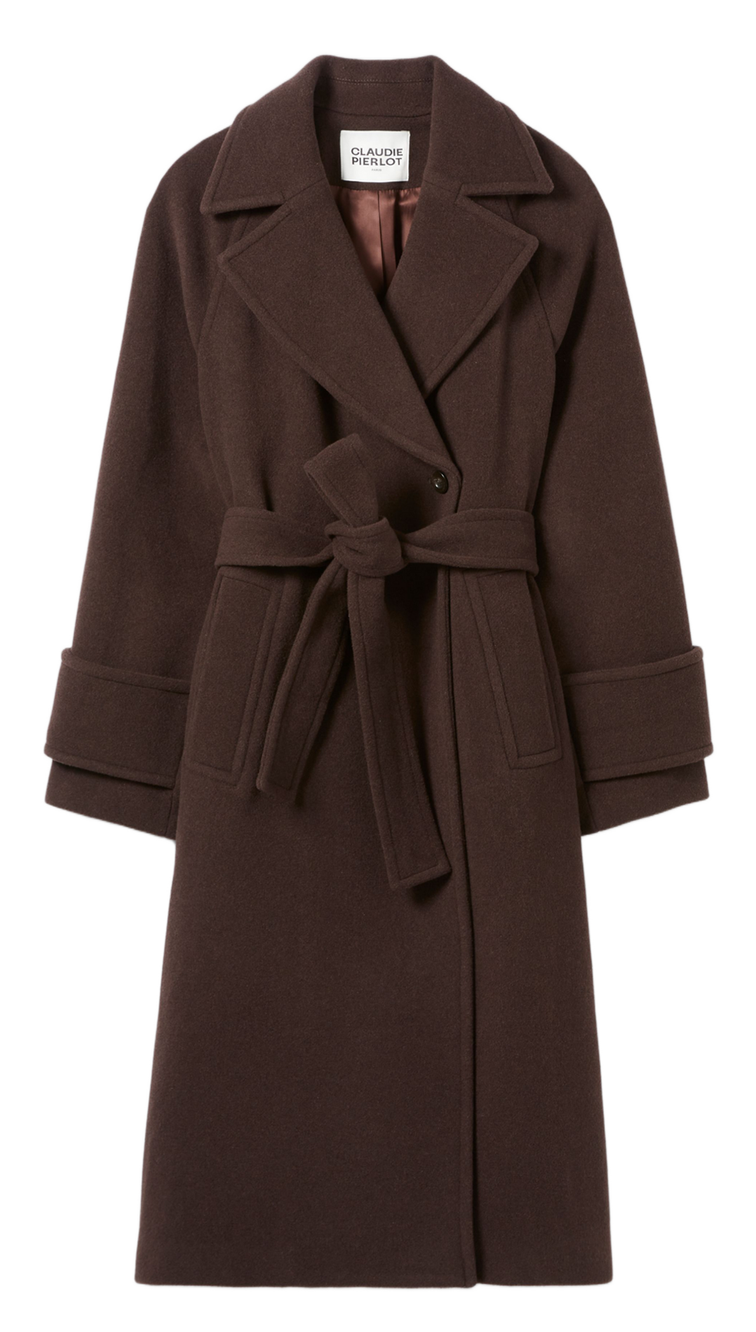 Manteau droit en laine mélangée CLAUDIE PIERLOT Marron