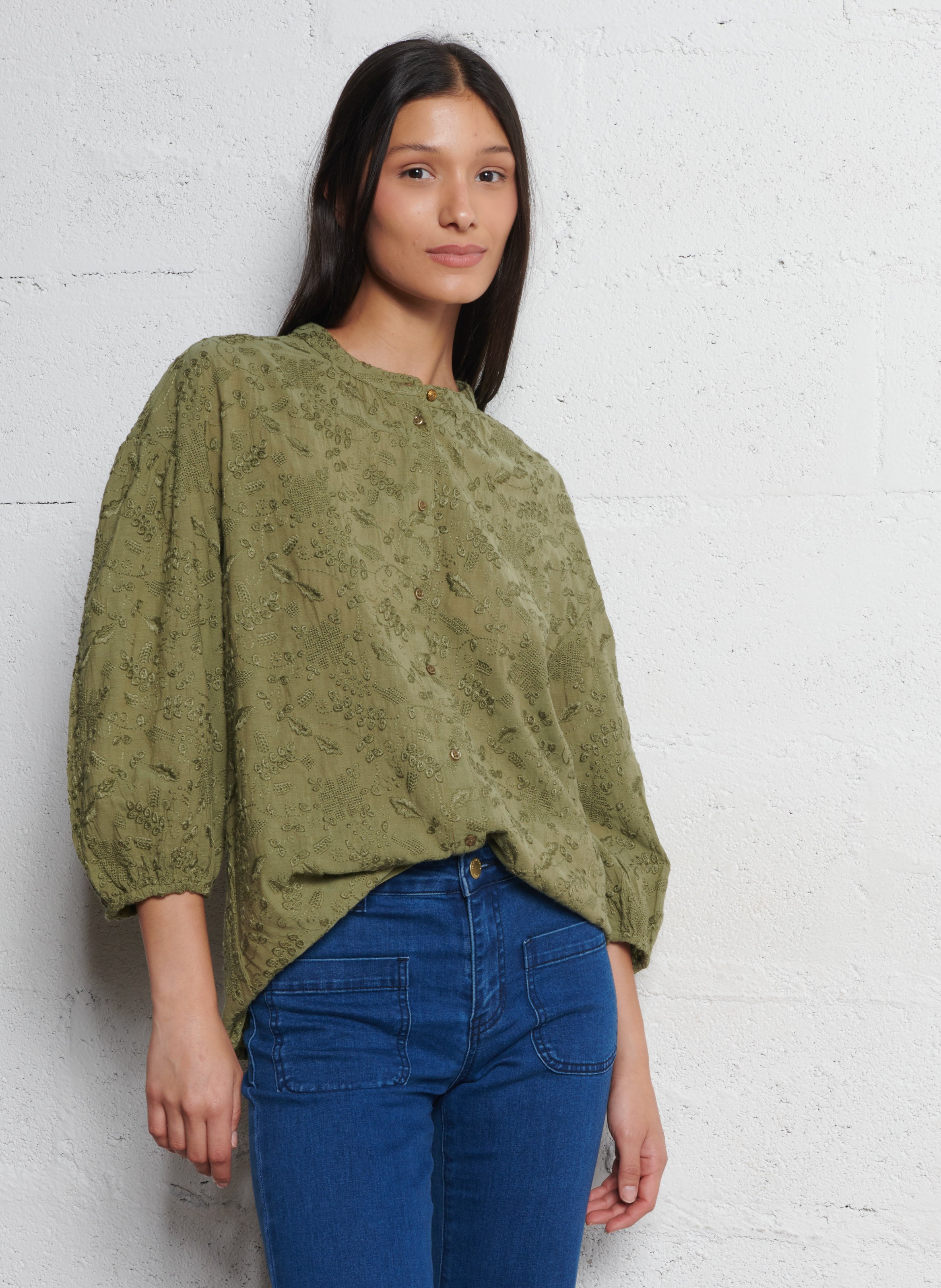 Loose-fit shirt with mandarin collar MAISON 123