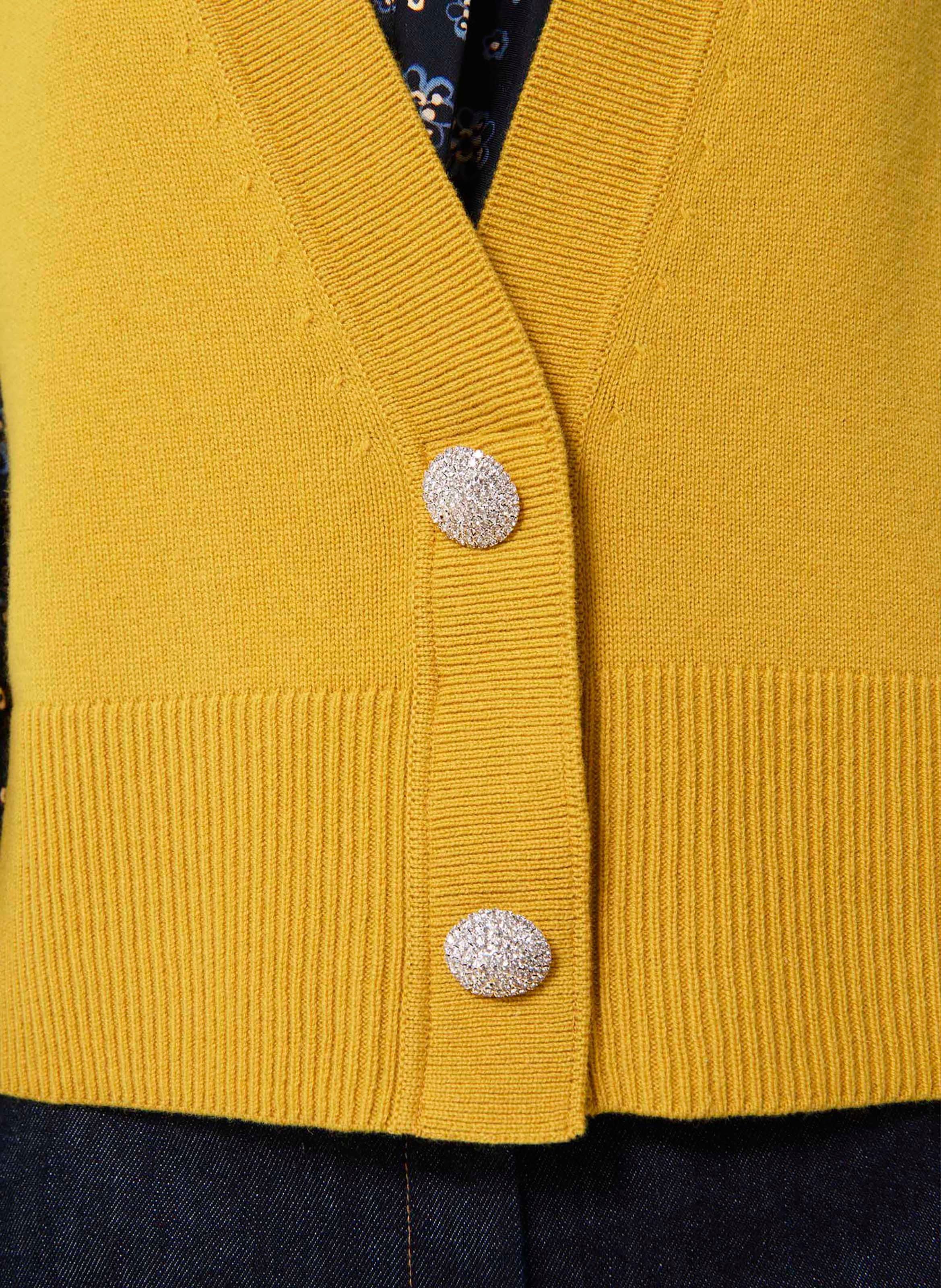 Buttoned V-neck solid color blend wool vest TARA JARMON Yellow