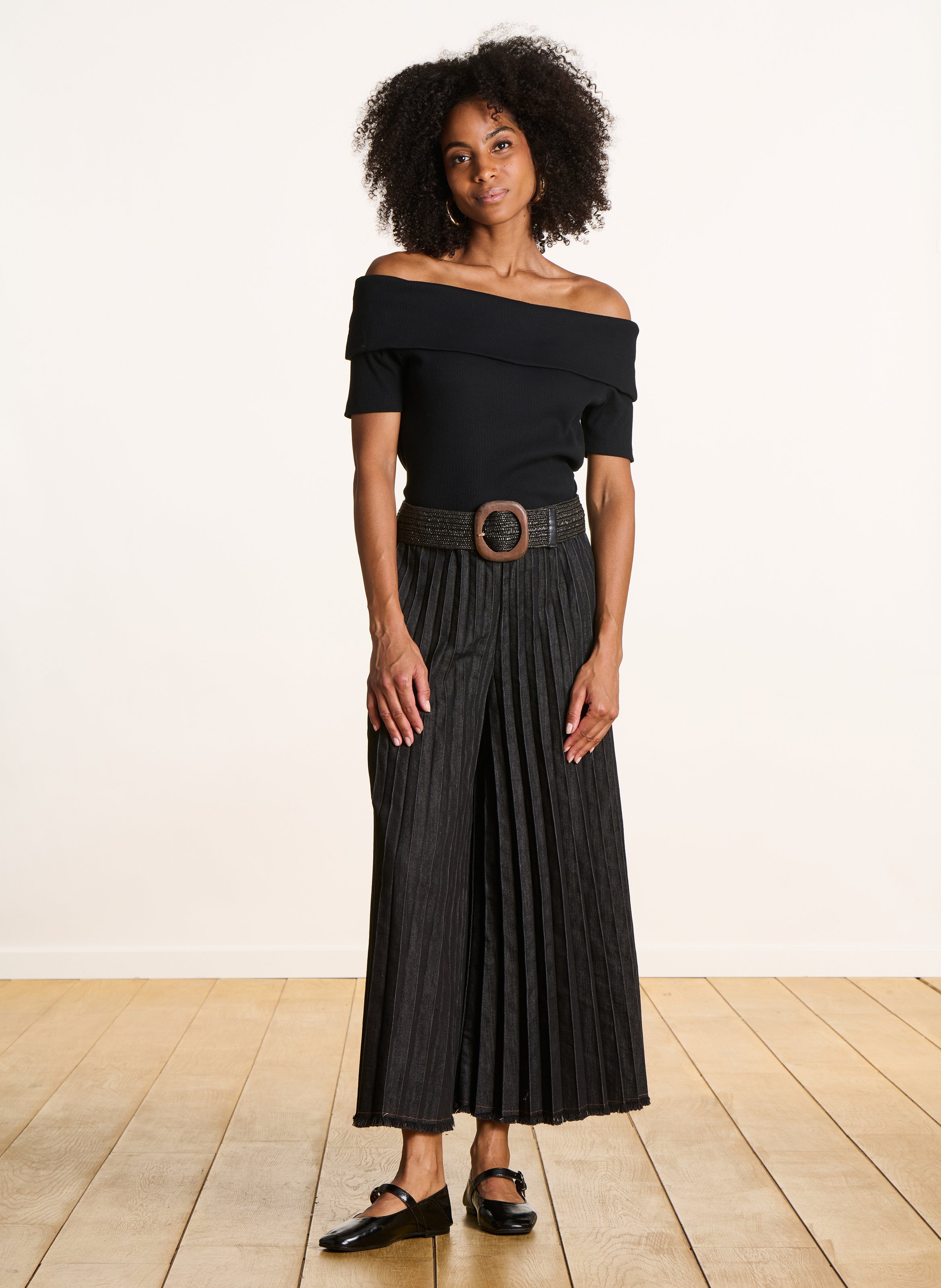 Top droit en coton bio LA FEE MARABOUTEE Noir