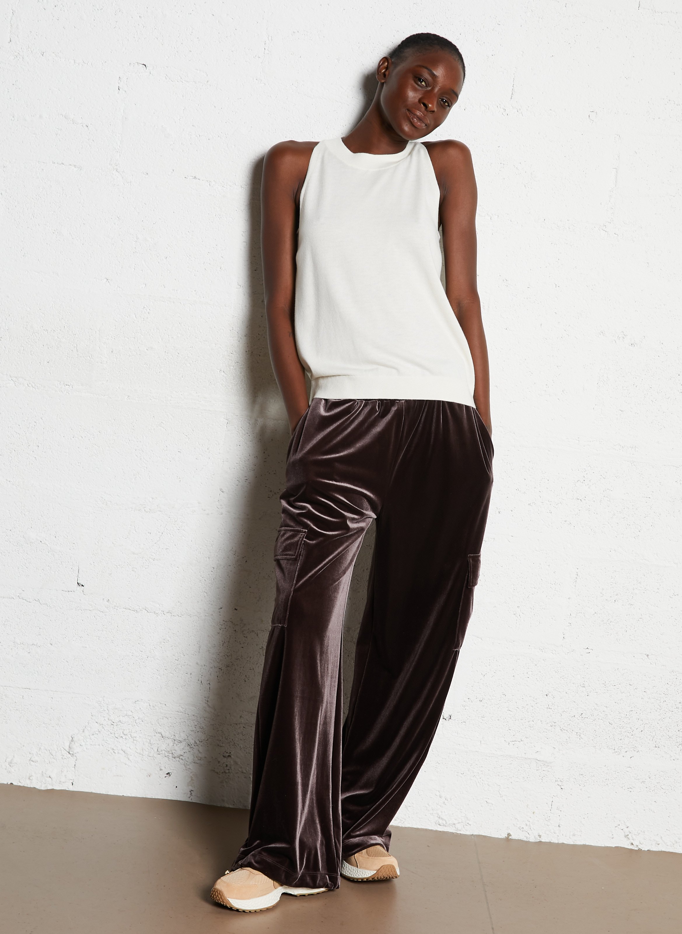 Débardeur droit en maille MAISON 123 Beige